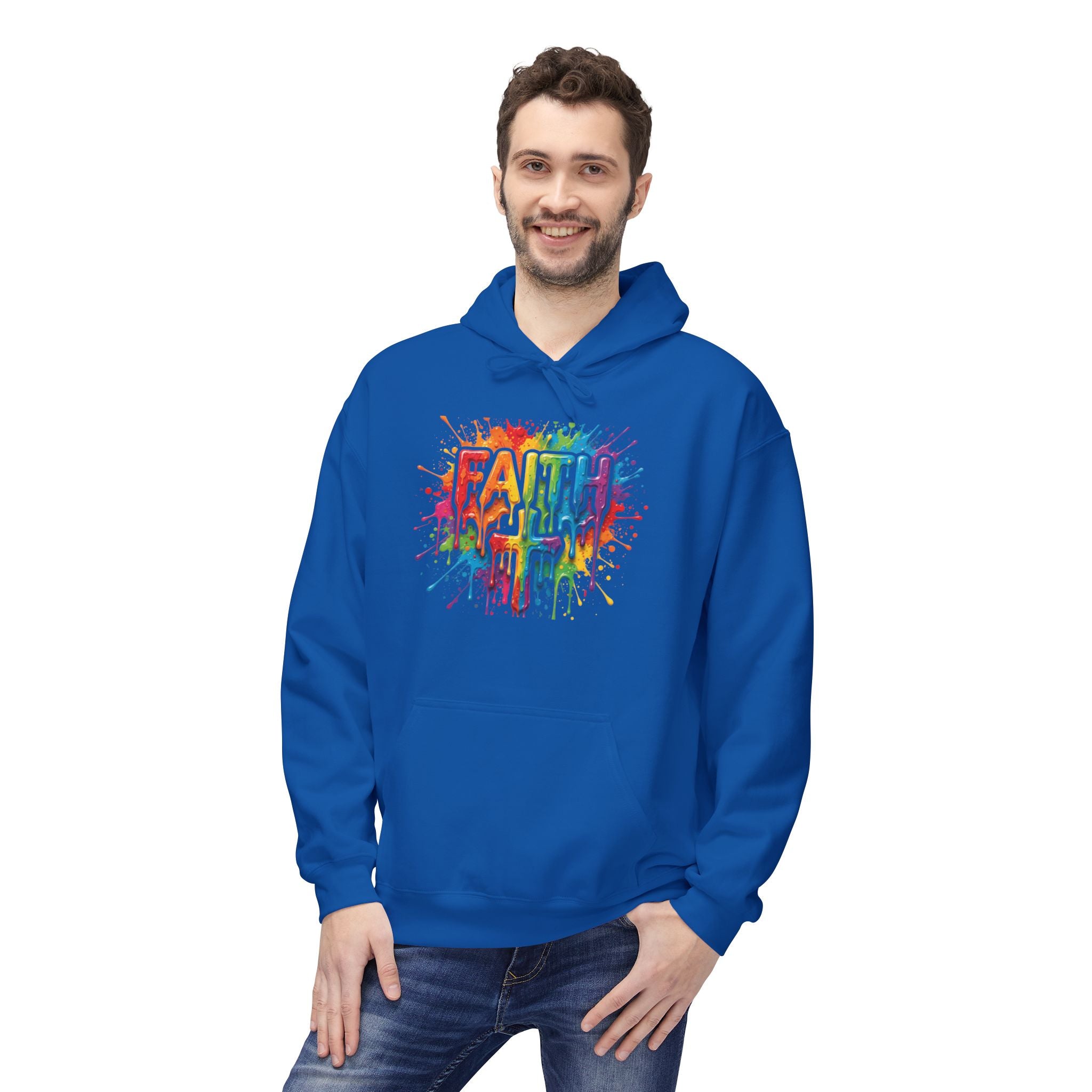 Faith Cross Rainbow Paint-Splash Hoodie