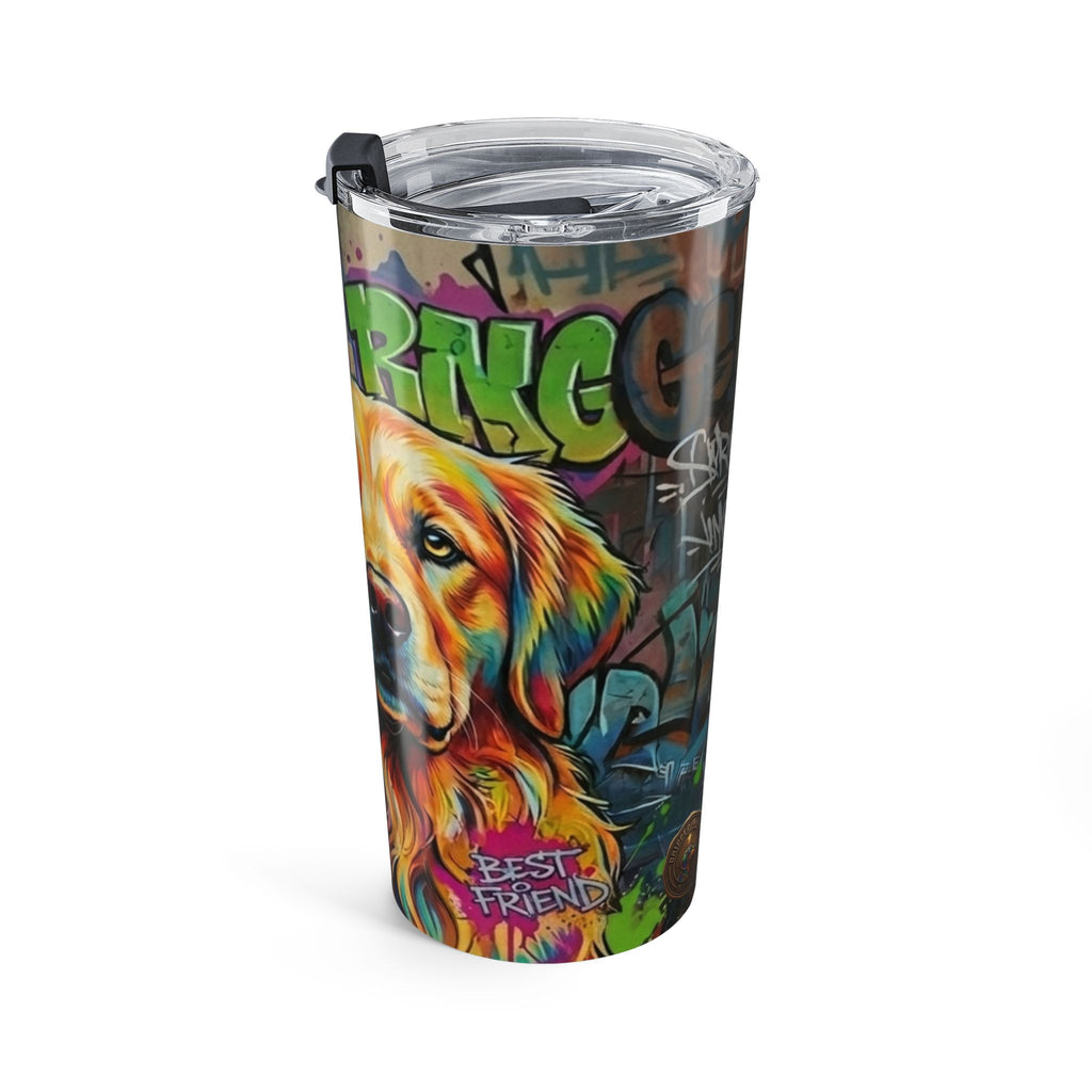 20oz Durable Stainless Tumbler — Colorful Graffiti Golden Retriever Travel Mug