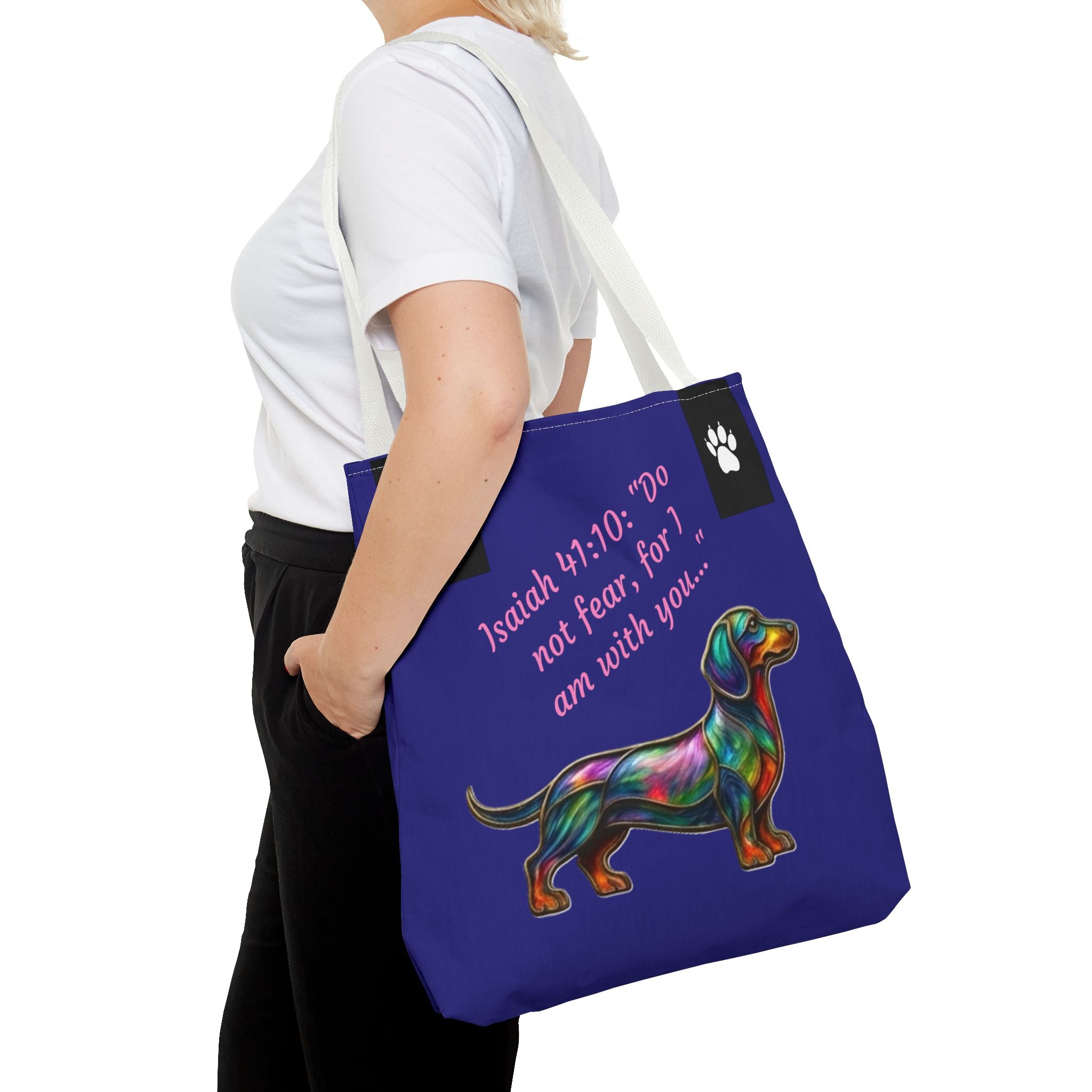 Copy of Faithful Paws City Dachshund Tote — Isaiah 41:10 Inspirational Dog Lover Bag