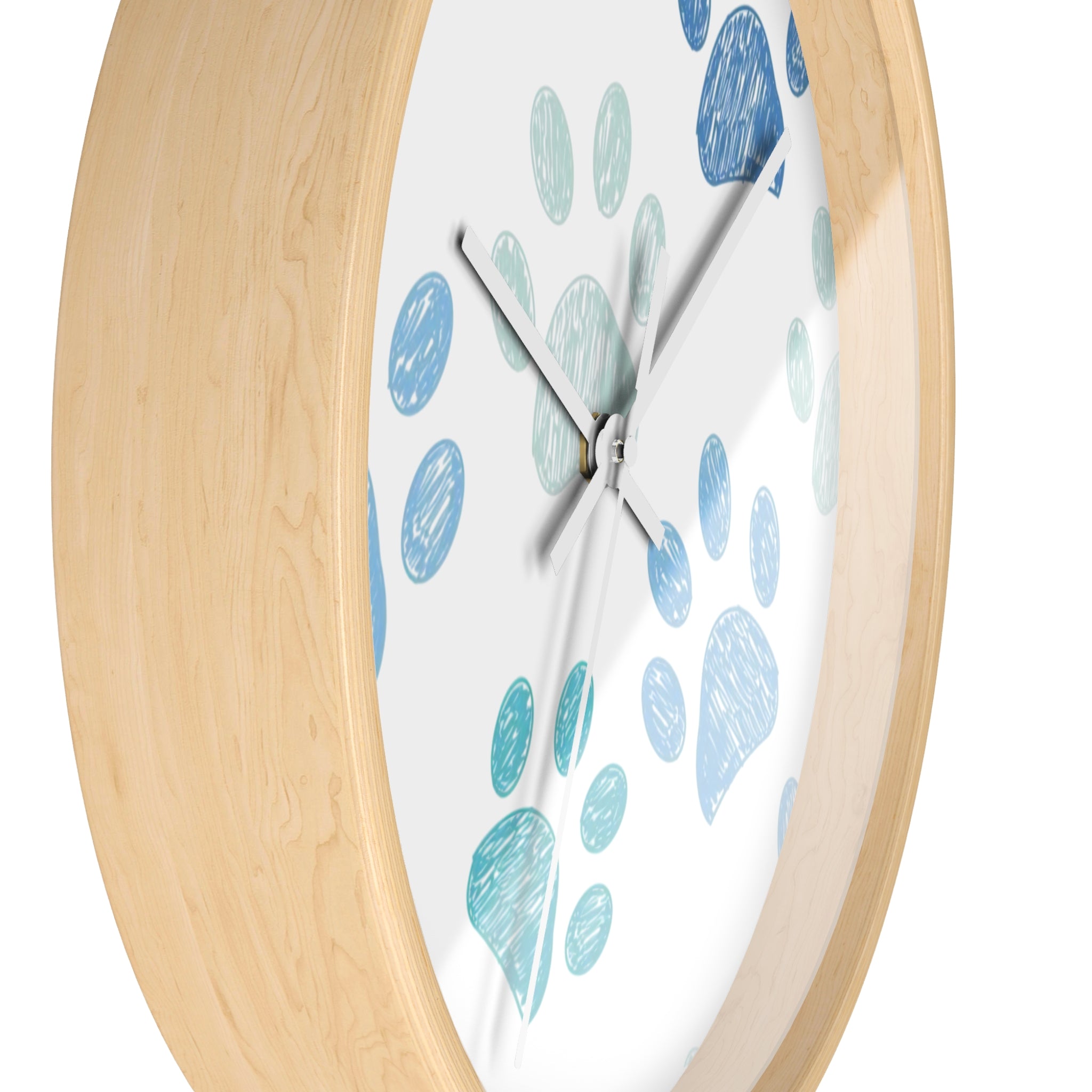 Paw Print Wall Clock — Blue Teal Pet Lover Decorative Clock