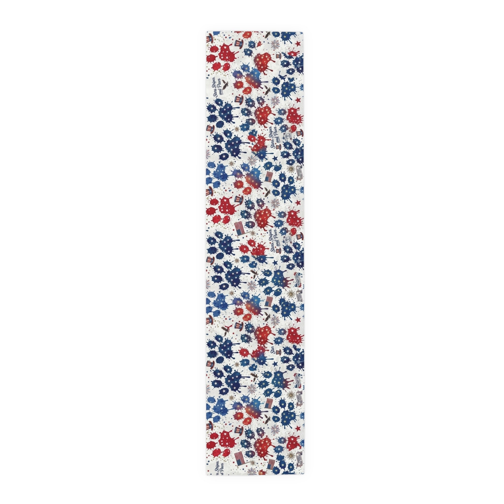 Patriotic Paw Prints Table Runner — Red, White & Blue Cotton-Blend Decor