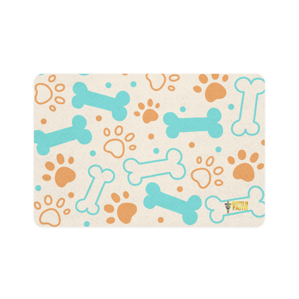 Dog Bone & Paw Print Pet Mat (12x18) — Non-Slip Feeding Mat for Dogs & Cats