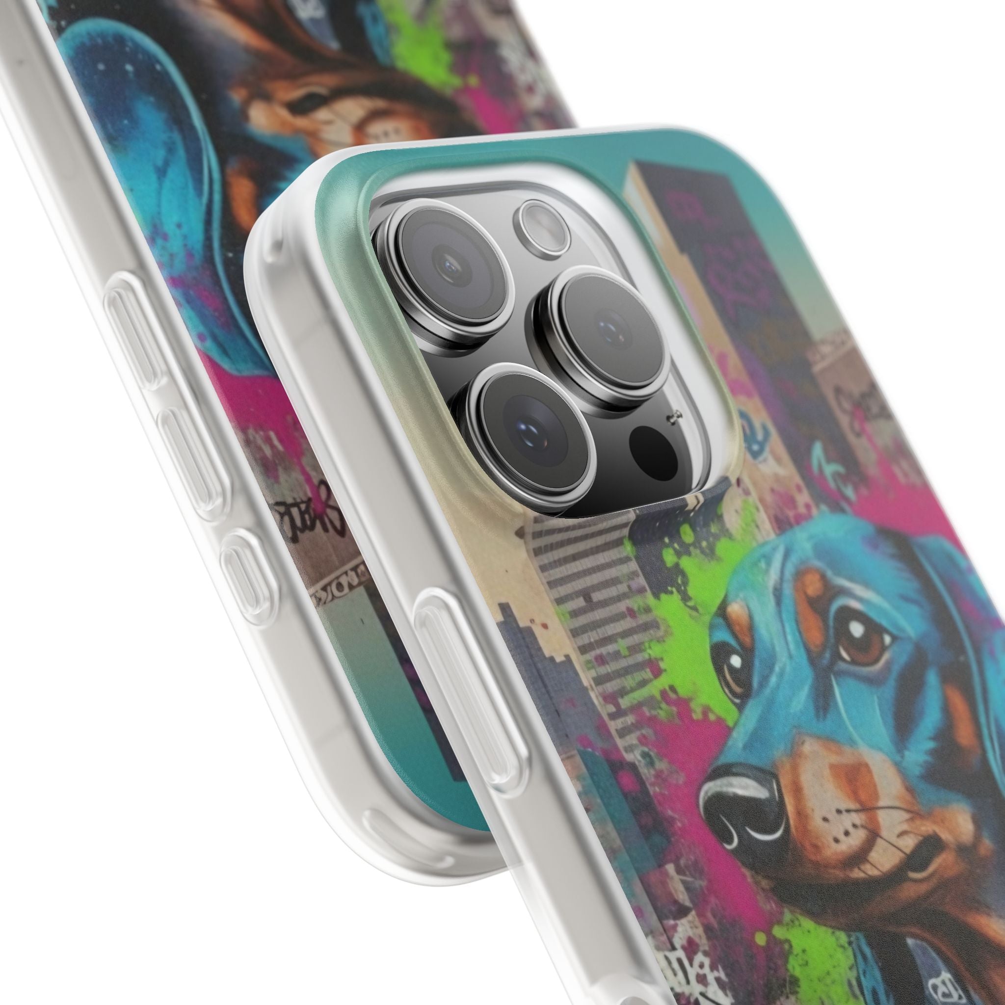 Dachshund Street Art Flexi Phone Case — Colorful Graffiti Dog iPhone Case