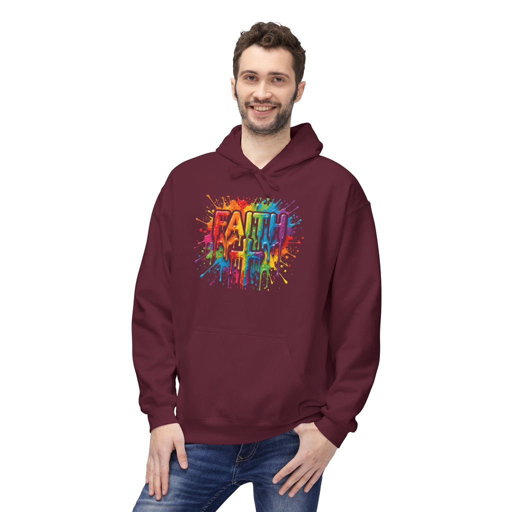 Faith Cross Rainbow Paint-Splash Hoodie