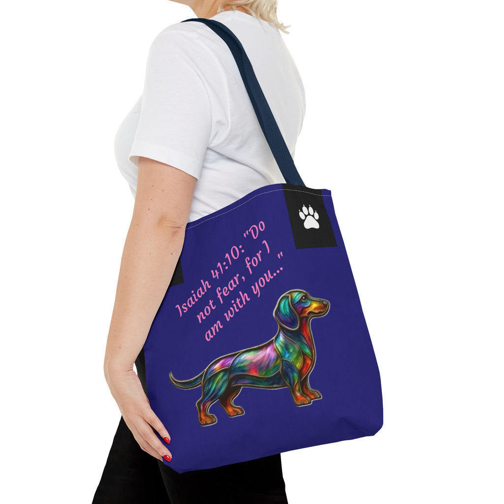 Copy of Faithful Paws City Dachshund Tote — Isaiah 41:10 Inspirational Dog Lover Bag