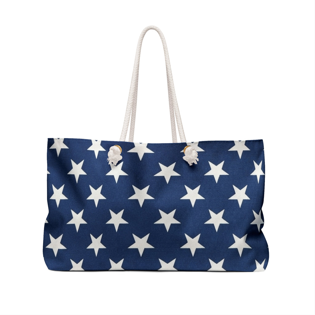 Navy Stars Weekender Bag – Patriotic Star Pattern Travel Tote