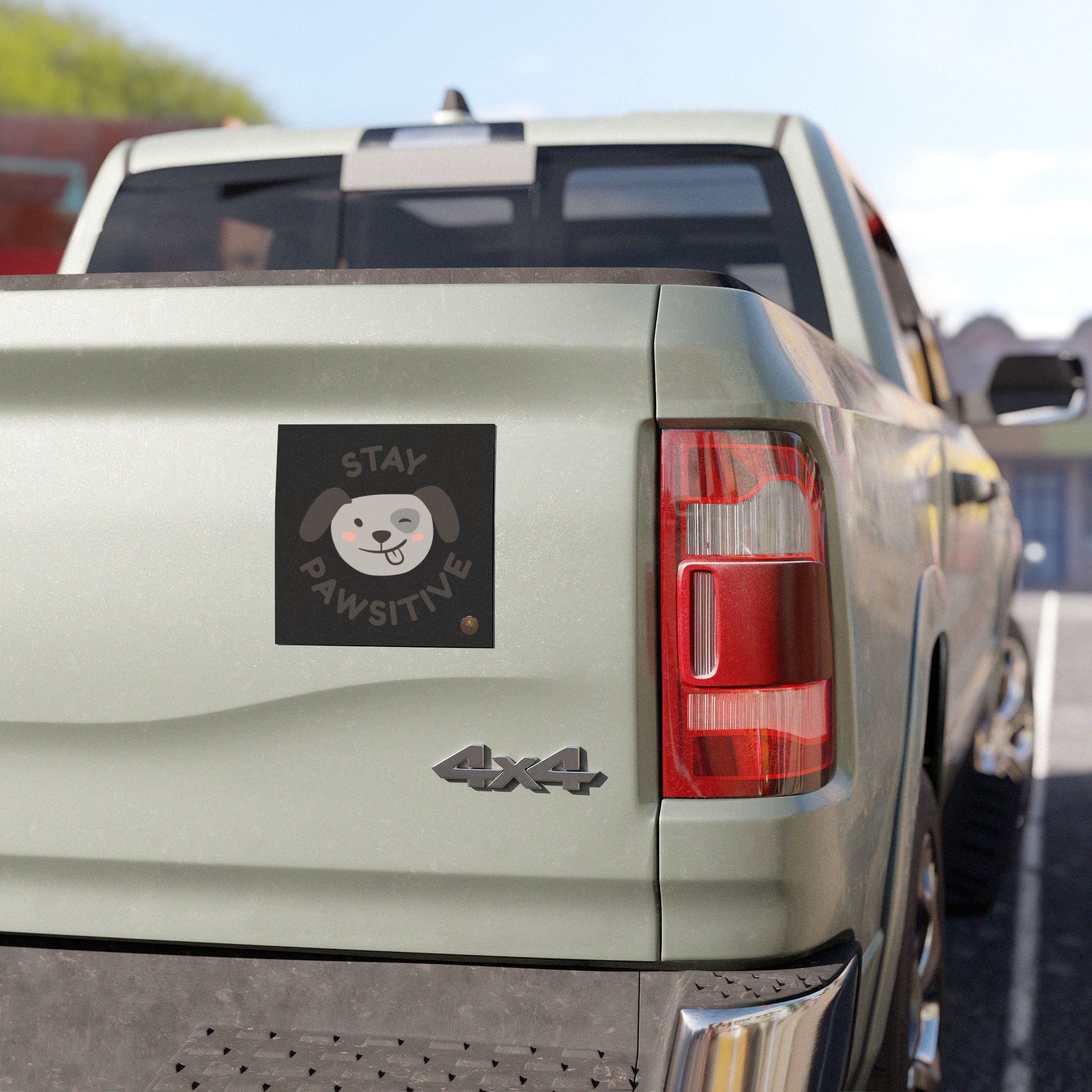 Stay Pawsitive Car Magnet — Cute Winking Dog Magnetic Decal