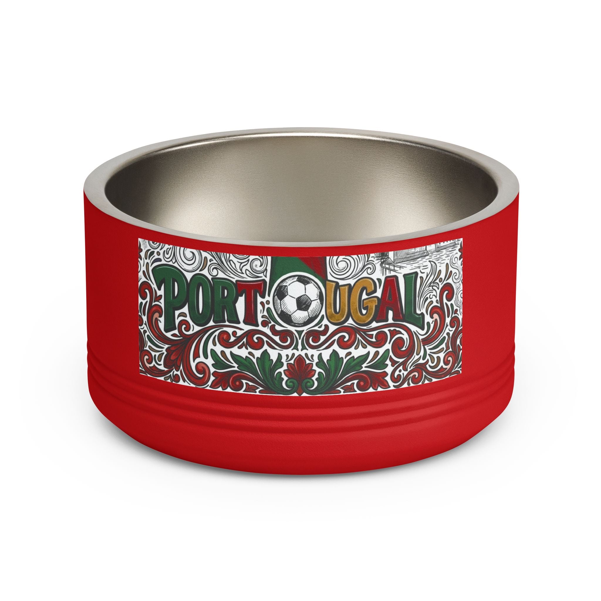 🇵🇹 Portugal Soccer Pet Bowl — 18oz Stainless Dog & Cat Food Dish