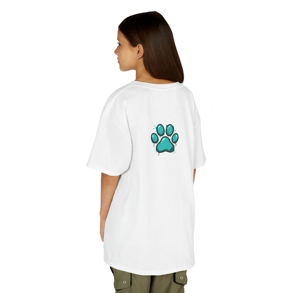 Kids Grafitti Dachshund T-Shirt — "Faithful Paws City" Colorful Angels & Paw Print Graphic Tee