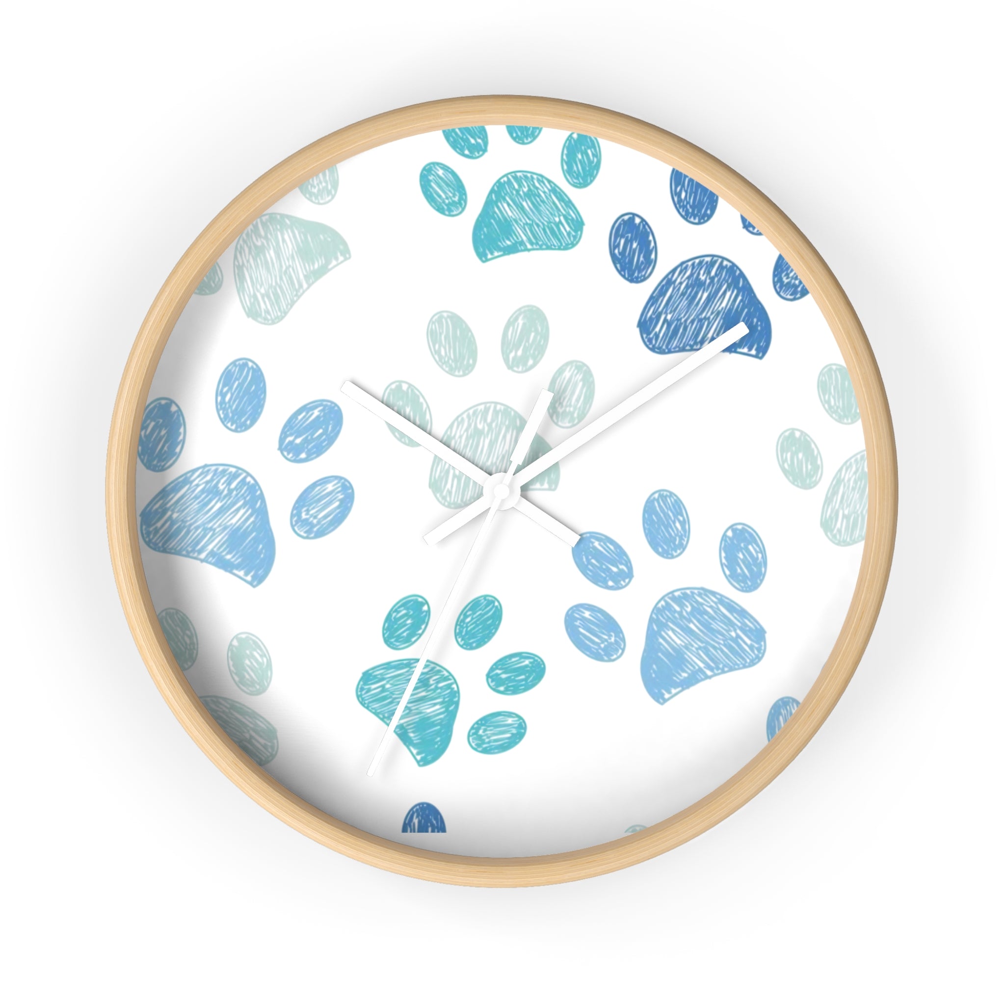 Paw Print Wall Clock — Blue Teal Pet Lover Decorative Clock