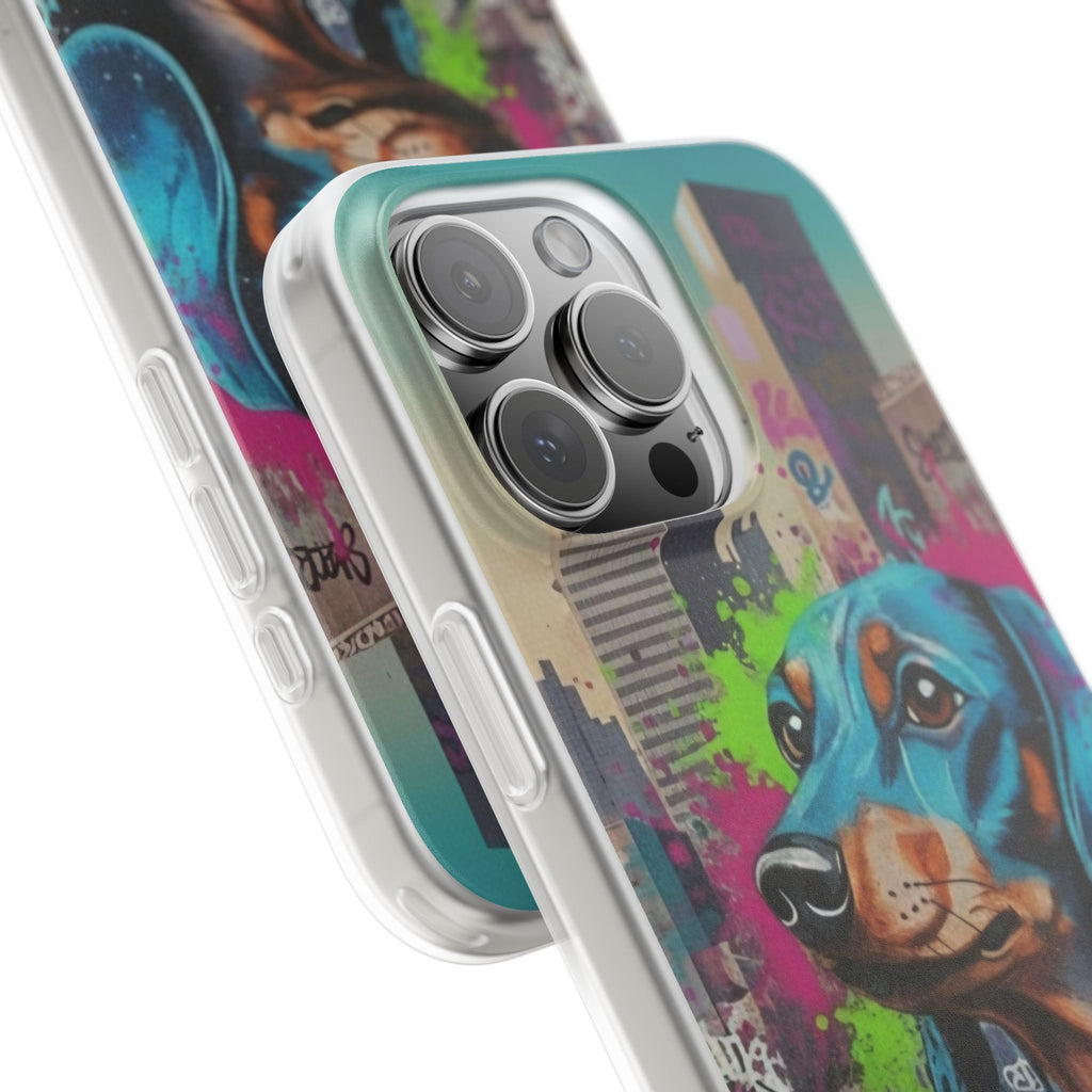 Dachshund Street Art Flexi Phone Case — Colorful Graffiti Dog iPhone Case