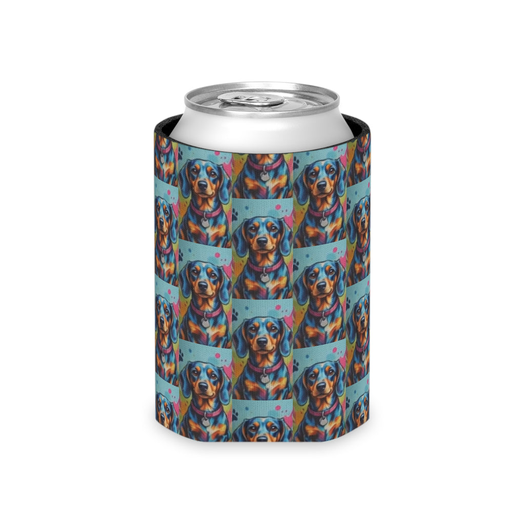 Can Cooler - Colorful Pop Art Dachshund Pattern