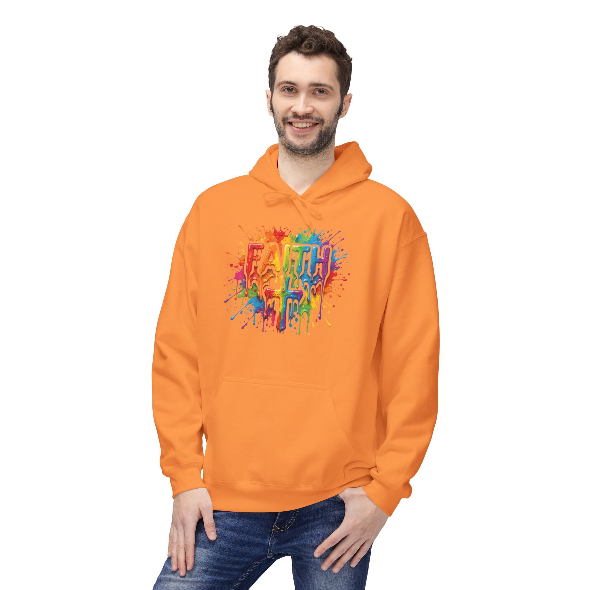 Faith Cross Rainbow Paint-Splash Hoodie