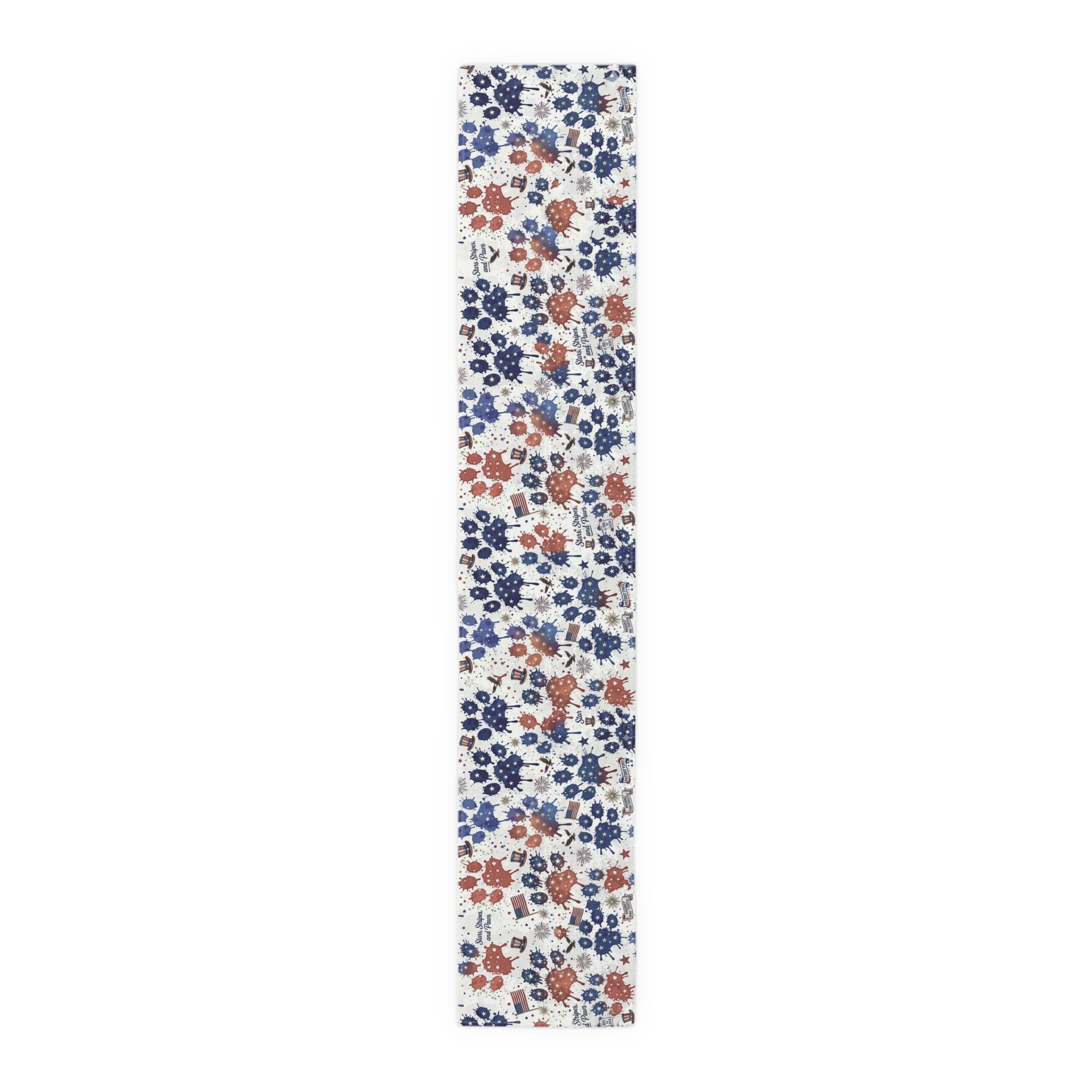 Patriotic Paw Prints Table Runner — Red, White & Blue Cotton-Blend Decor
