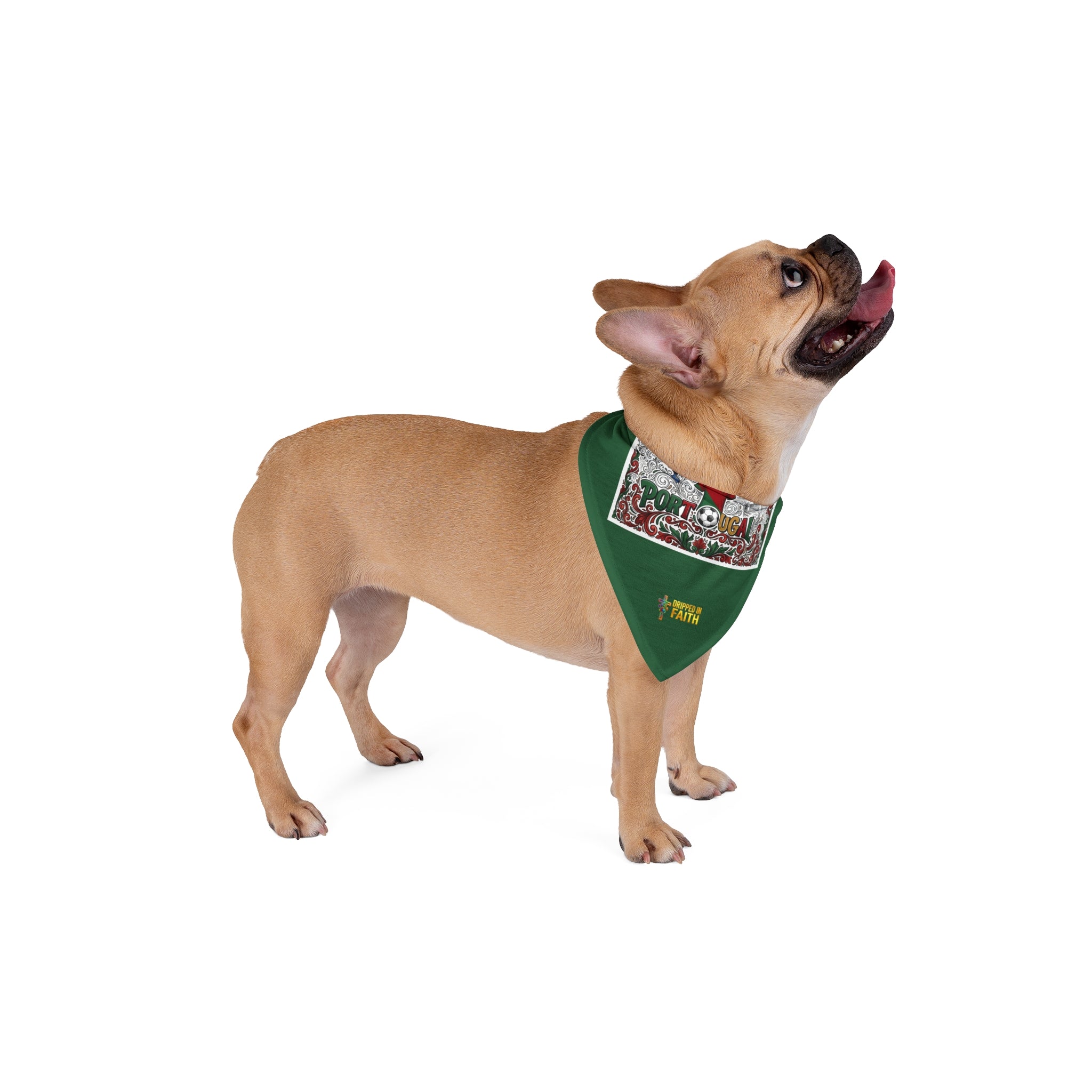 🇵🇹 Portugal Football Pet Bandana – Green Soccer-Themed Dog & Cat Scarf