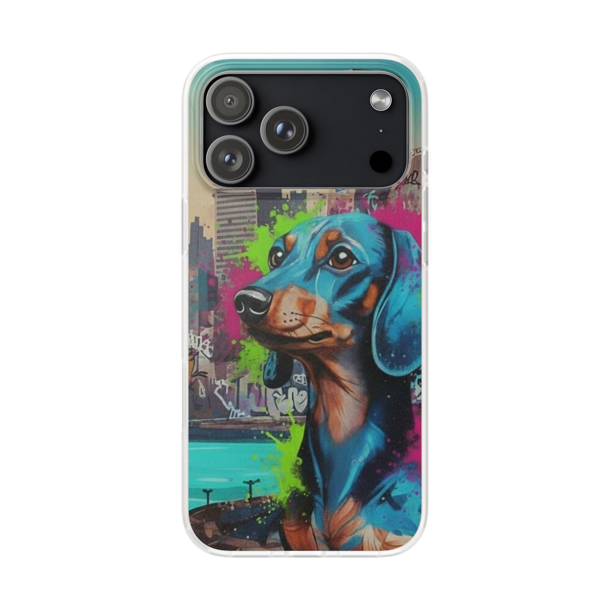 Dachshund Street Art Flexi Phone Case — Colorful Graffiti Dog iPhone Case