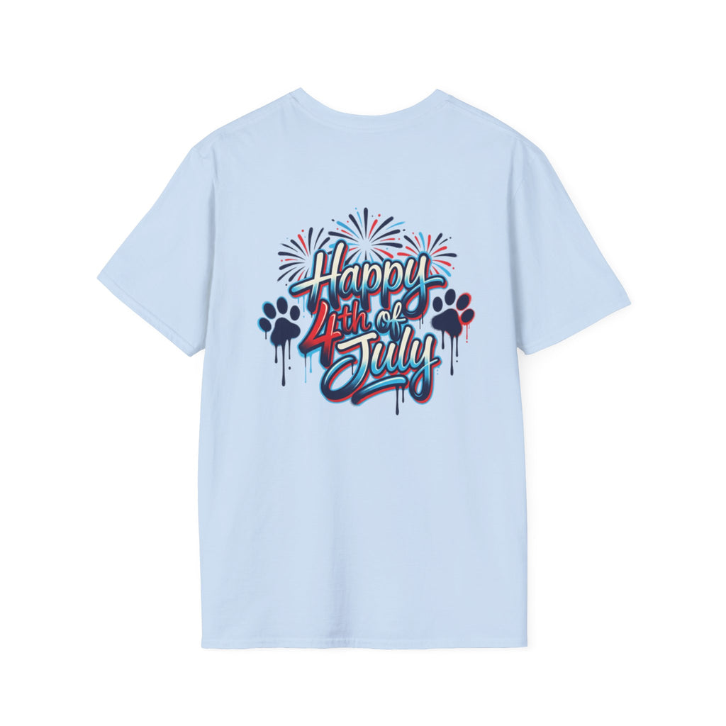 America 4th of July Graphic Tee — Patriotic USA Flag & Fireworks Design