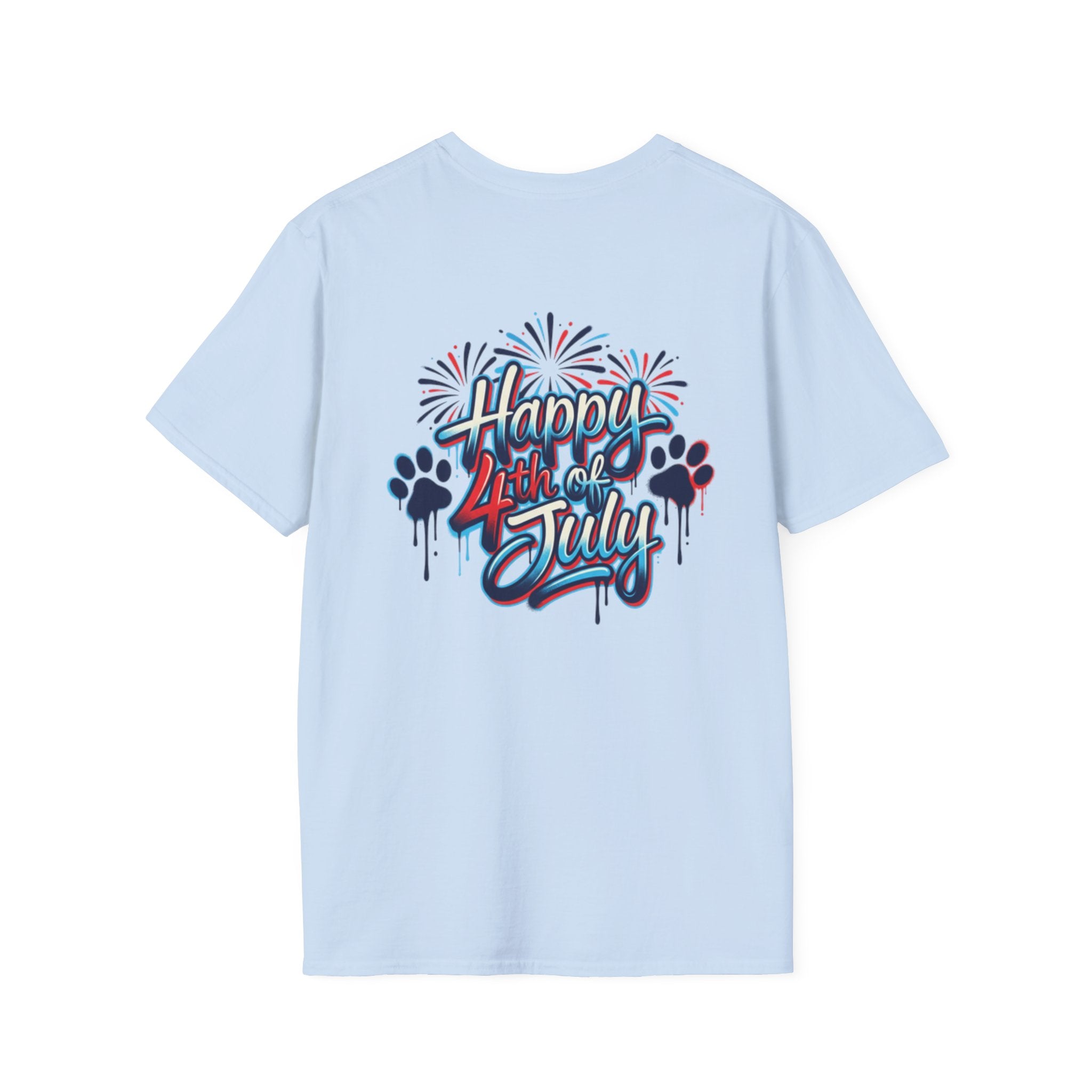 America 4th of July Graphic Tee — Patriotic USA Flag & Fireworks Design
