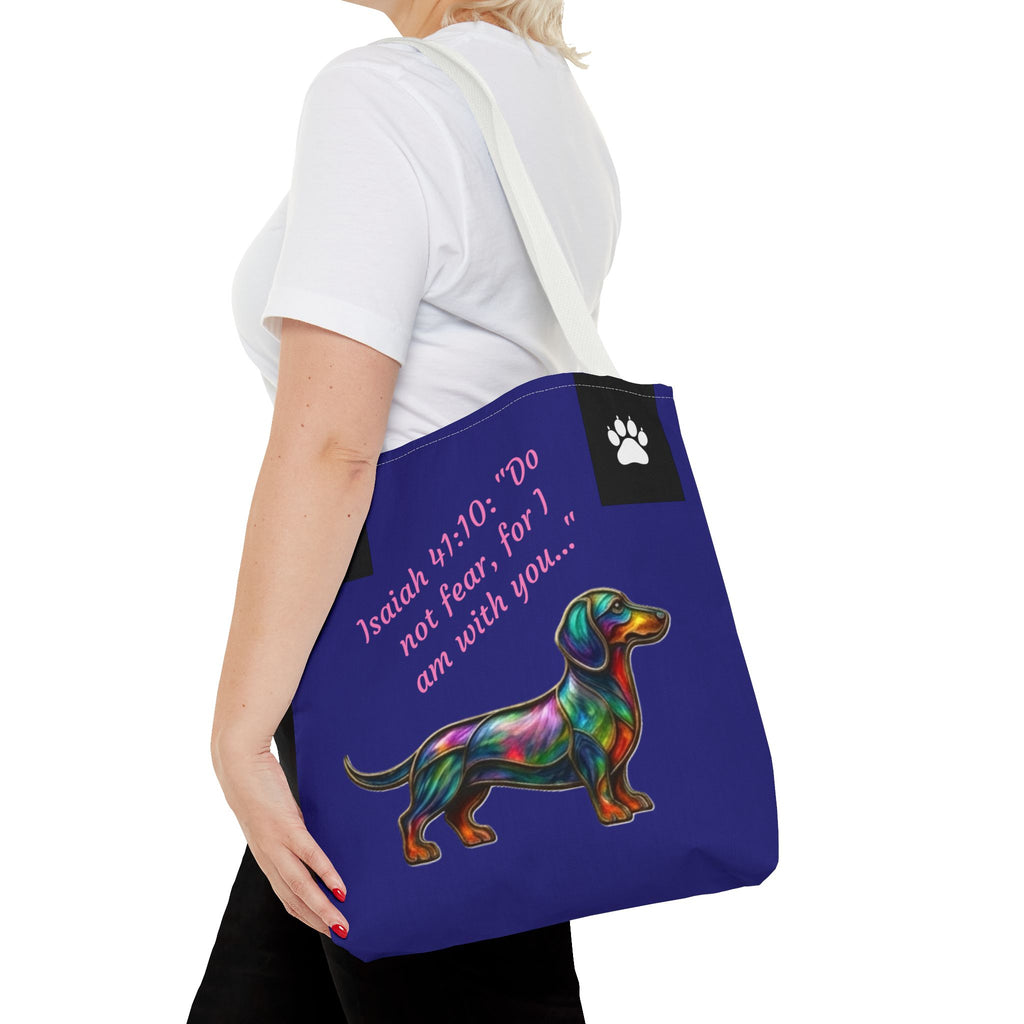 Copy of Faithful Paws City Dachshund Tote — Isaiah 41:10 Inspirational Dog Lover Bag