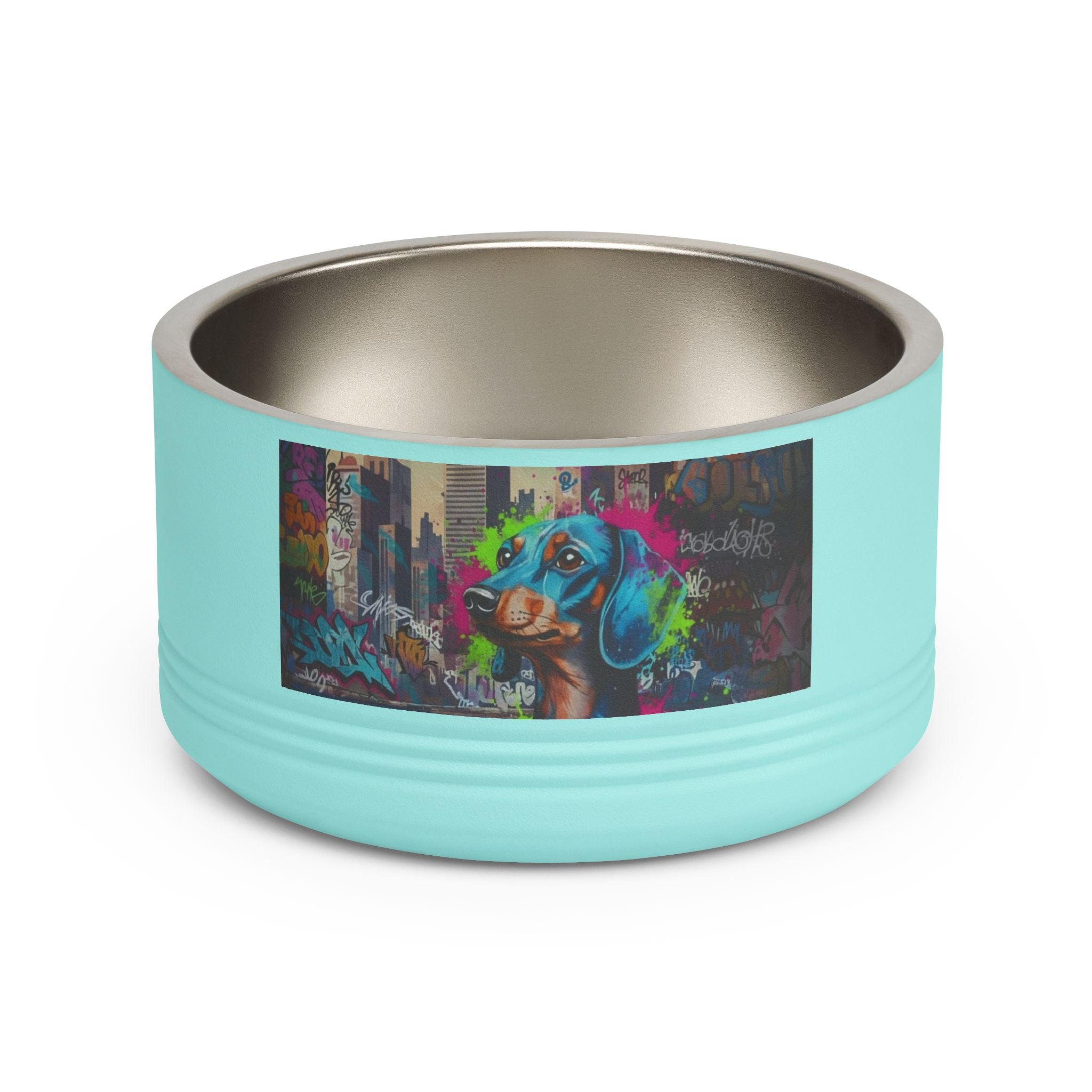 Pet Bowl, 18oz stainless steel graffitti style