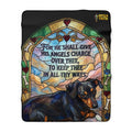 Dachshund Guardian Angel Sherpa Blanket — 'For He Shall Give His Angels Charge' Stained Glass Throw