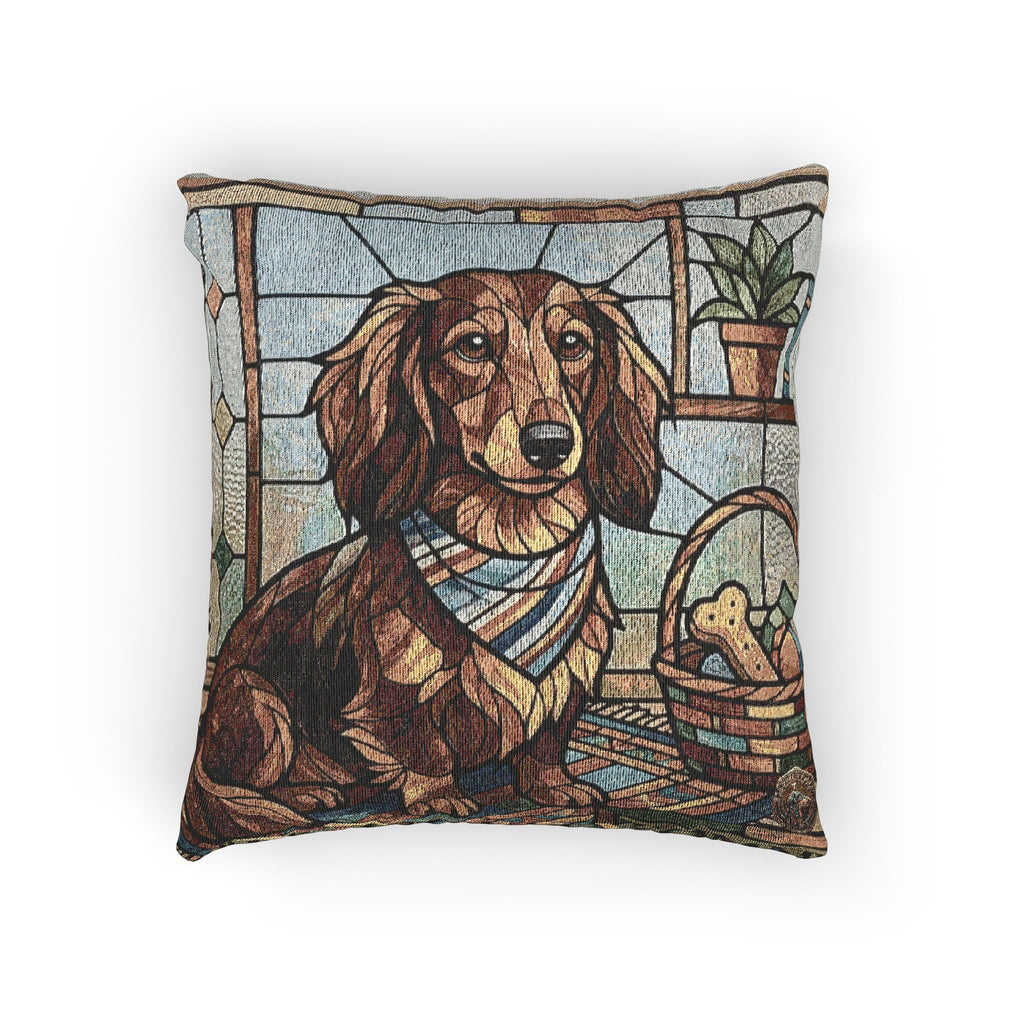 Woven Pillow Stained Glass Dog