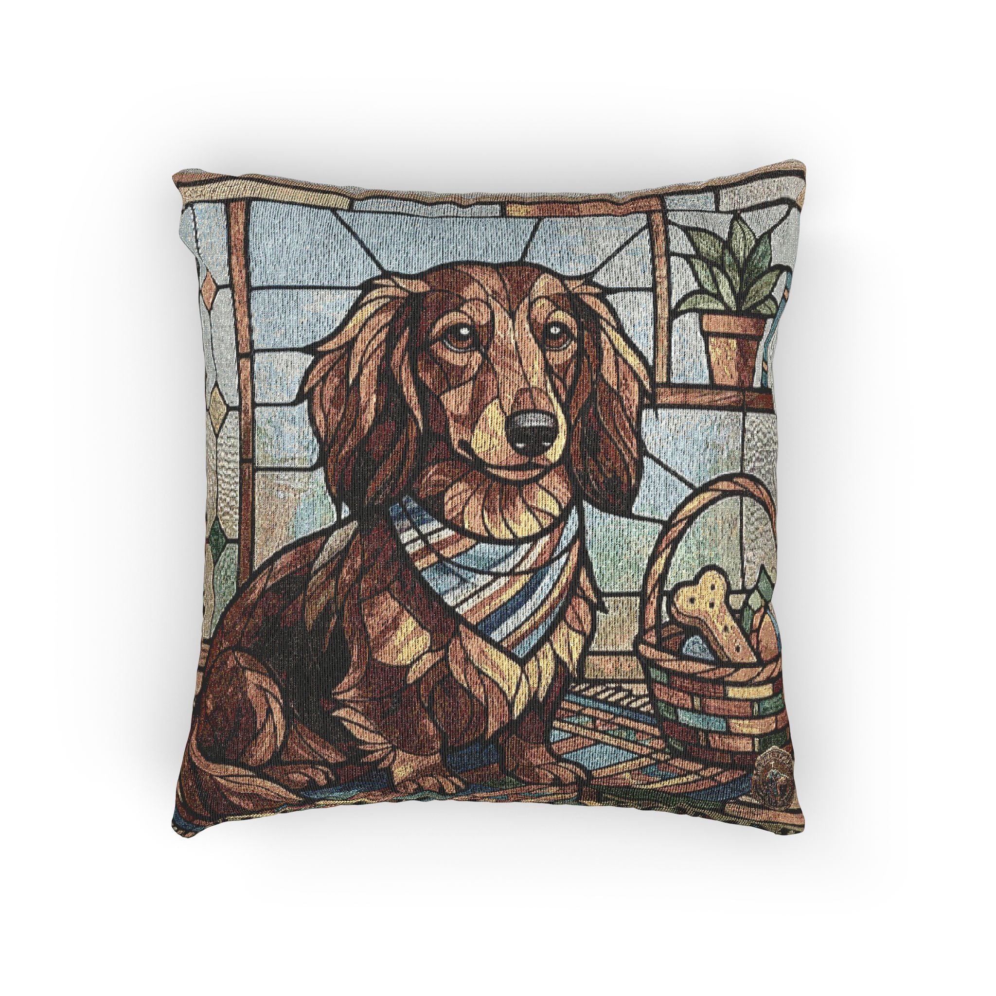 Woven Pillow Stained Glass Dog