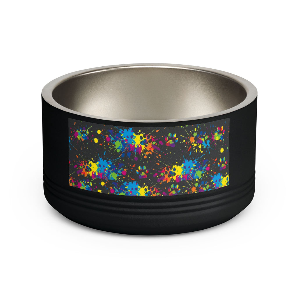 Dog Bowl — Teal Bones & Orange Paw Print Stainless Pet Bowl (18 oz)