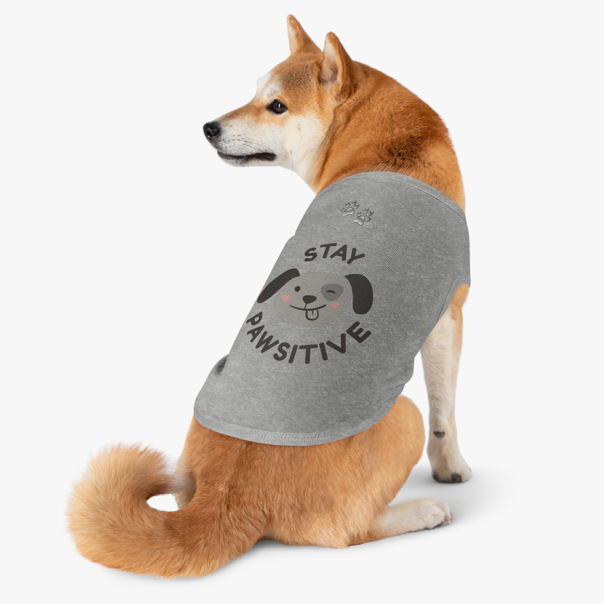 Stay Pawsitive Dog Tank Top — Cute Puppy Graphic Pet Shirt