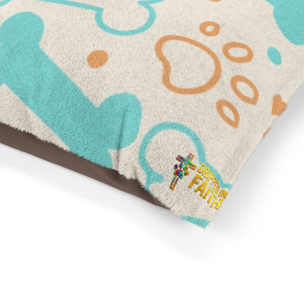 Plush Dog Bone & Paw Print Pet Bed — Cozy Orthopedic Cushion for Small & Medium Dogs