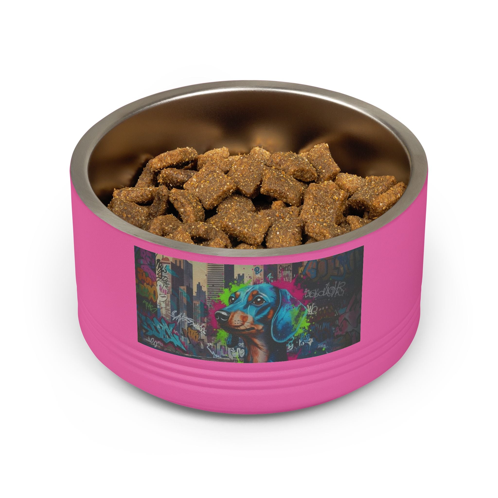 Pet Bowl, 18oz stainless steel graffitti style