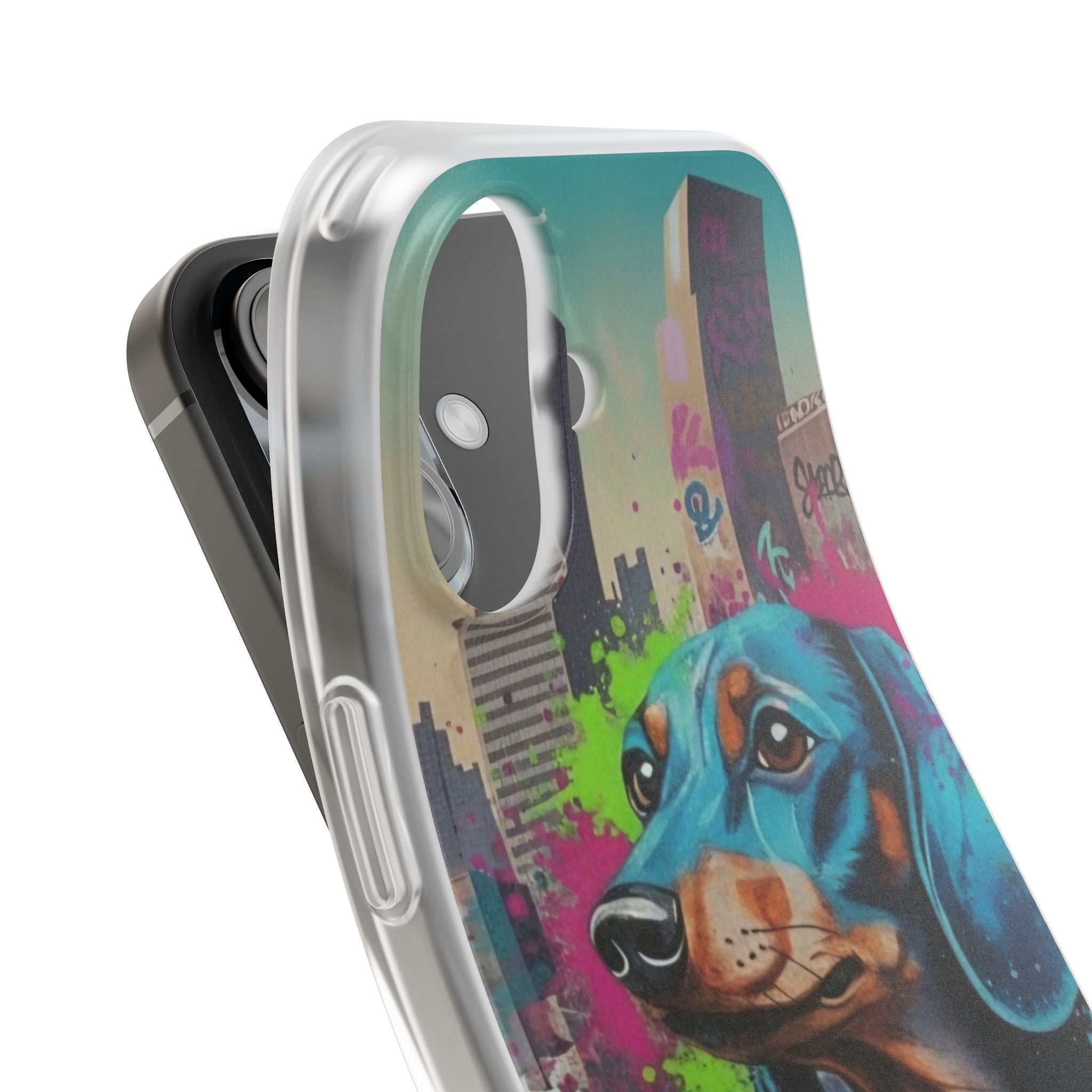 Dachshund Street Art Flexi Phone Case — Colorful Graffiti Dog iPhone Case