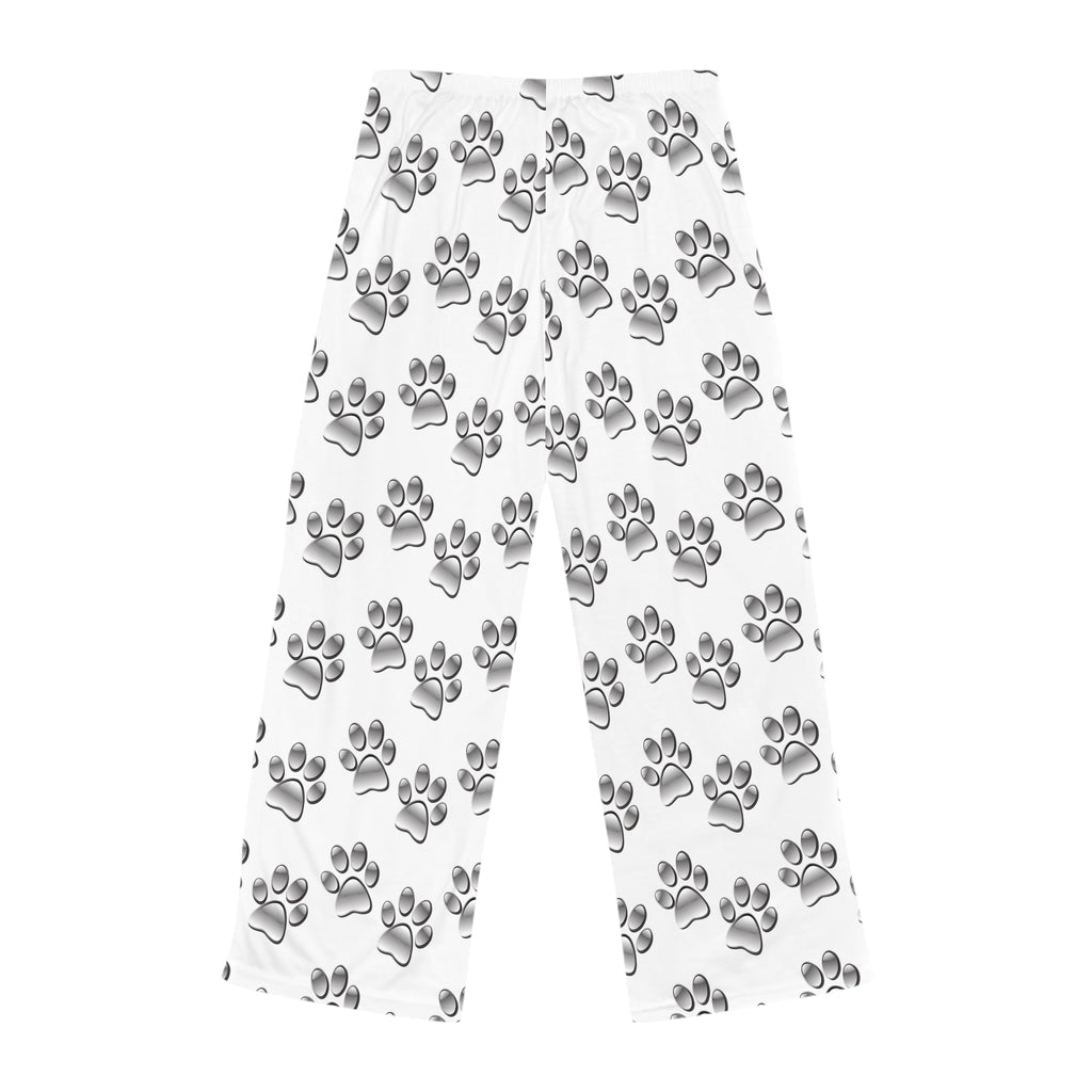 Silver Paw Print Pajama Pants — Women’s Cozy Animal Lover Lounge Pants - Sizes XS to L