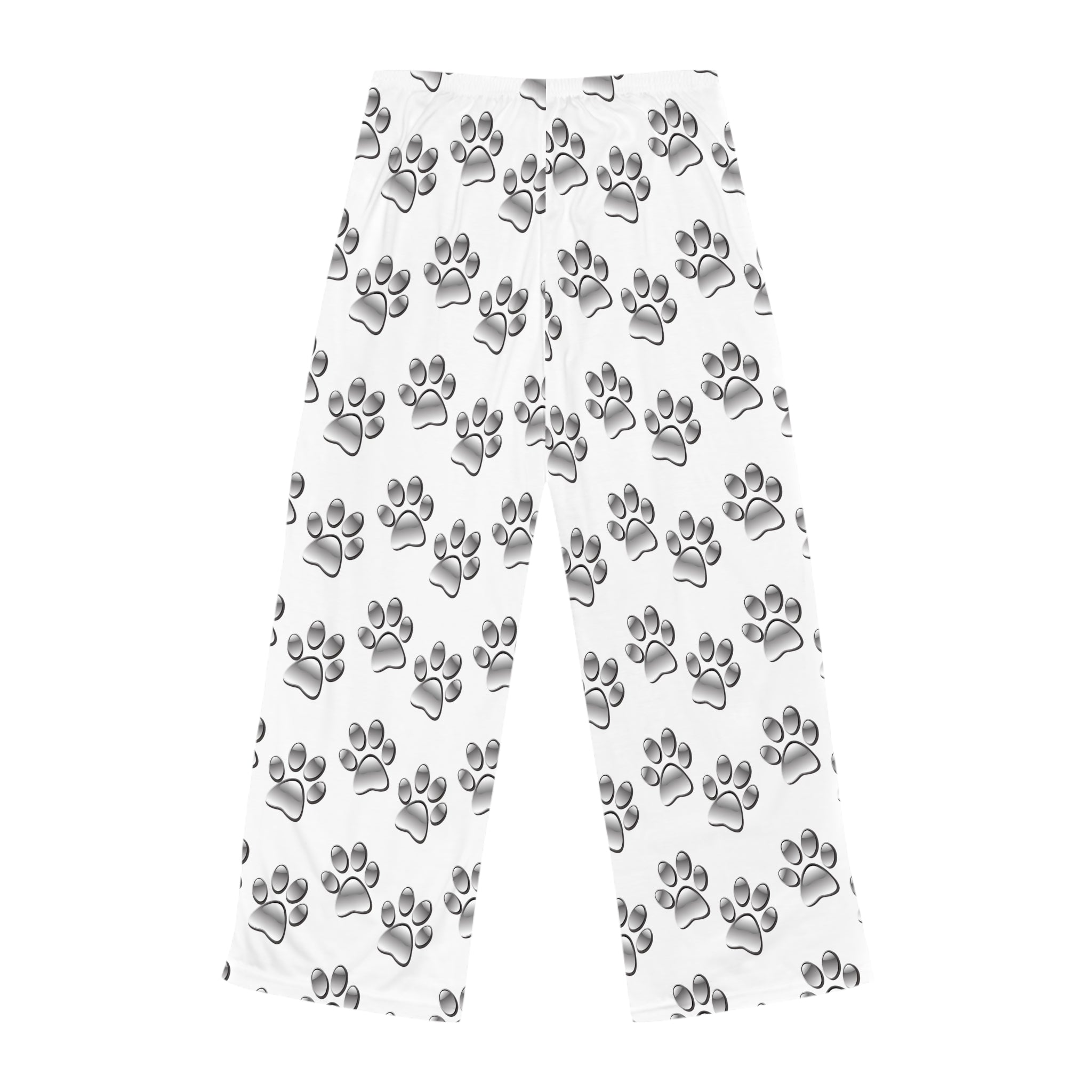 Silver Paw Print Pajama Pants — Women’s Cozy Animal Lover Lounge Pants - Sizes XS to L