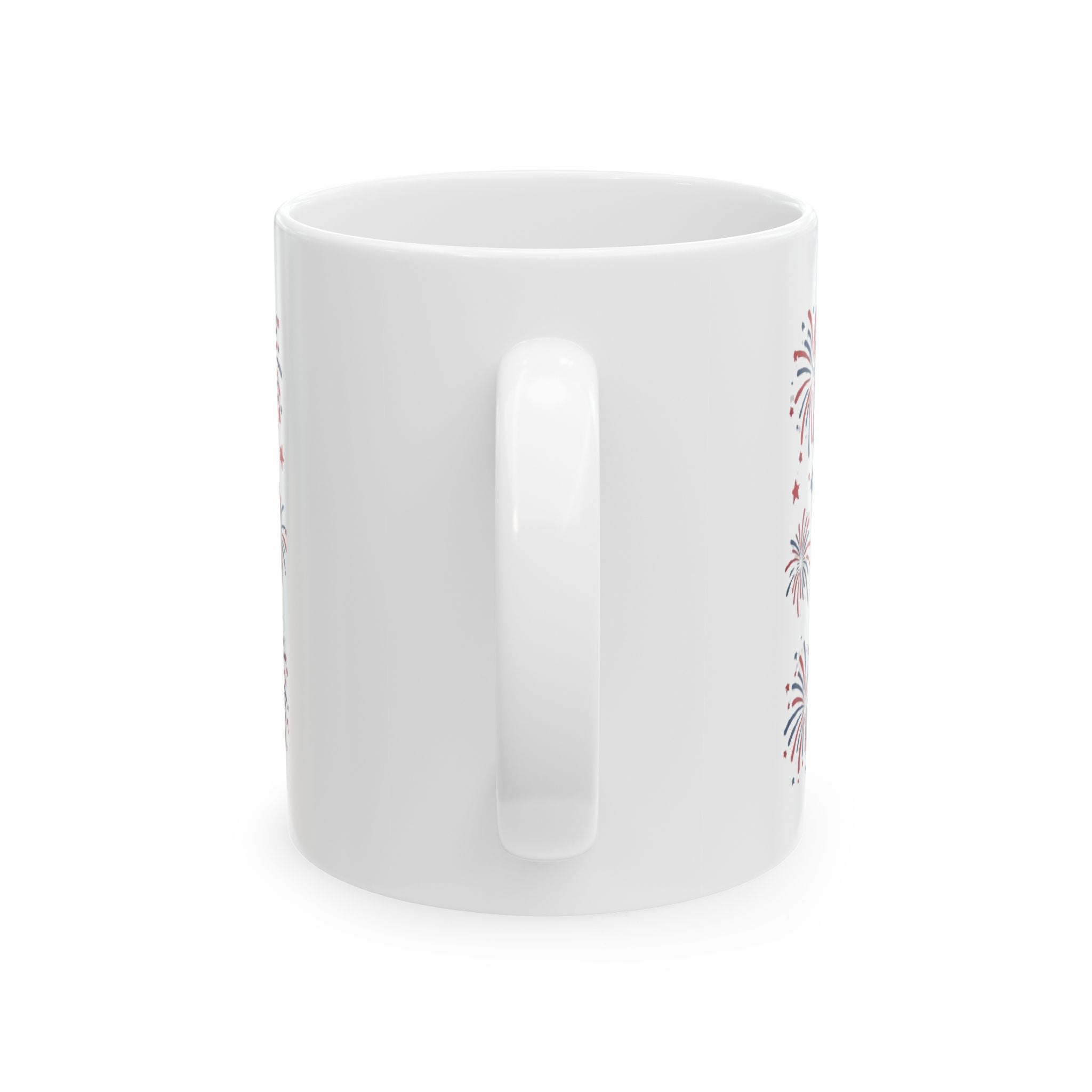 Ceramic Mug — “Dripped in Faith” Patriotic Fireworks Coffee Cup (11oz, 15oz)