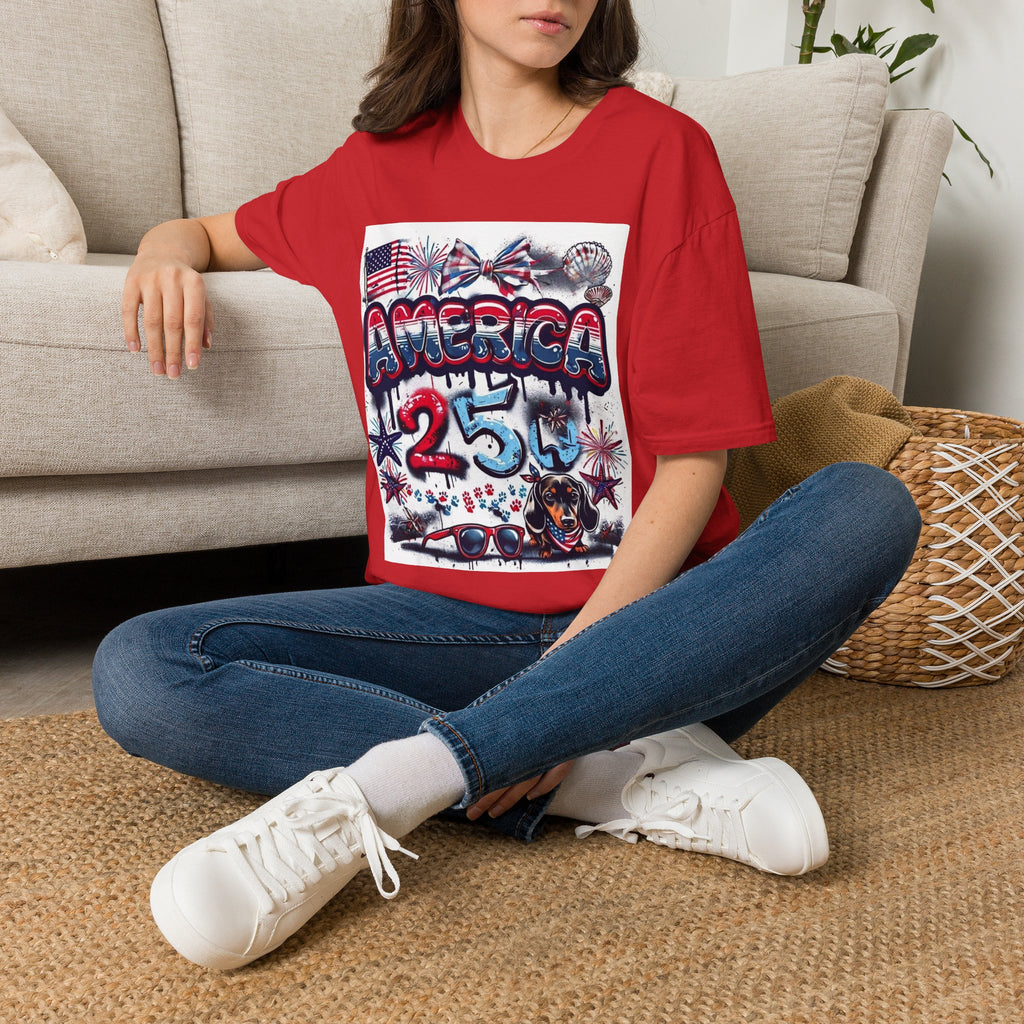 America 4th of July Graphic Tee — Patriotic USA Flag & Fireworks Design
