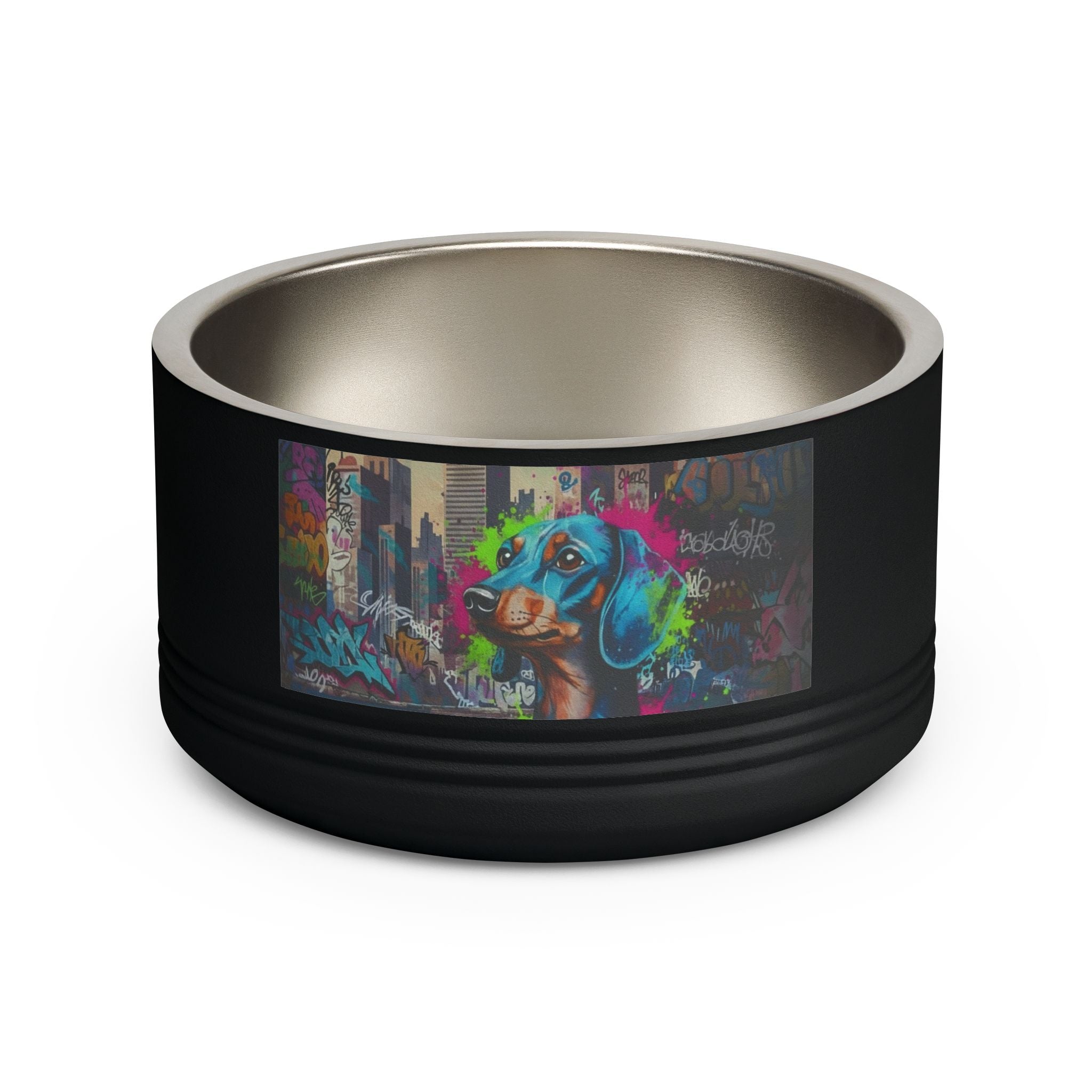 Pet Bowl, 18oz stainless steel graffitti style