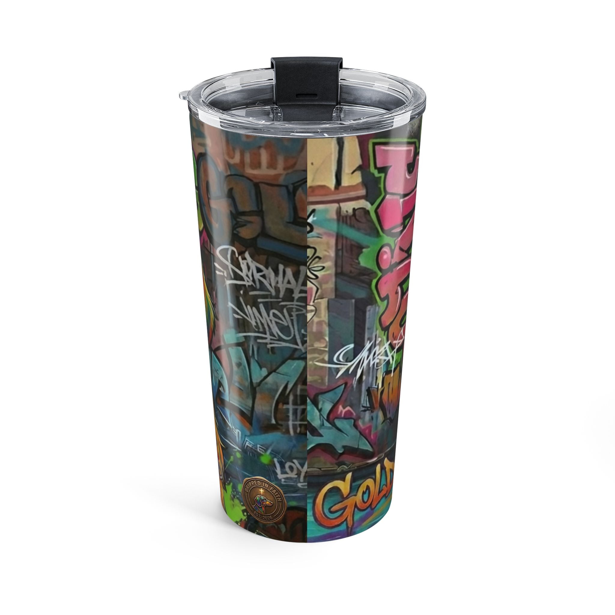 20oz Durable Stainless Tumbler — Colorful Graffiti Golden Retriever Travel Mug