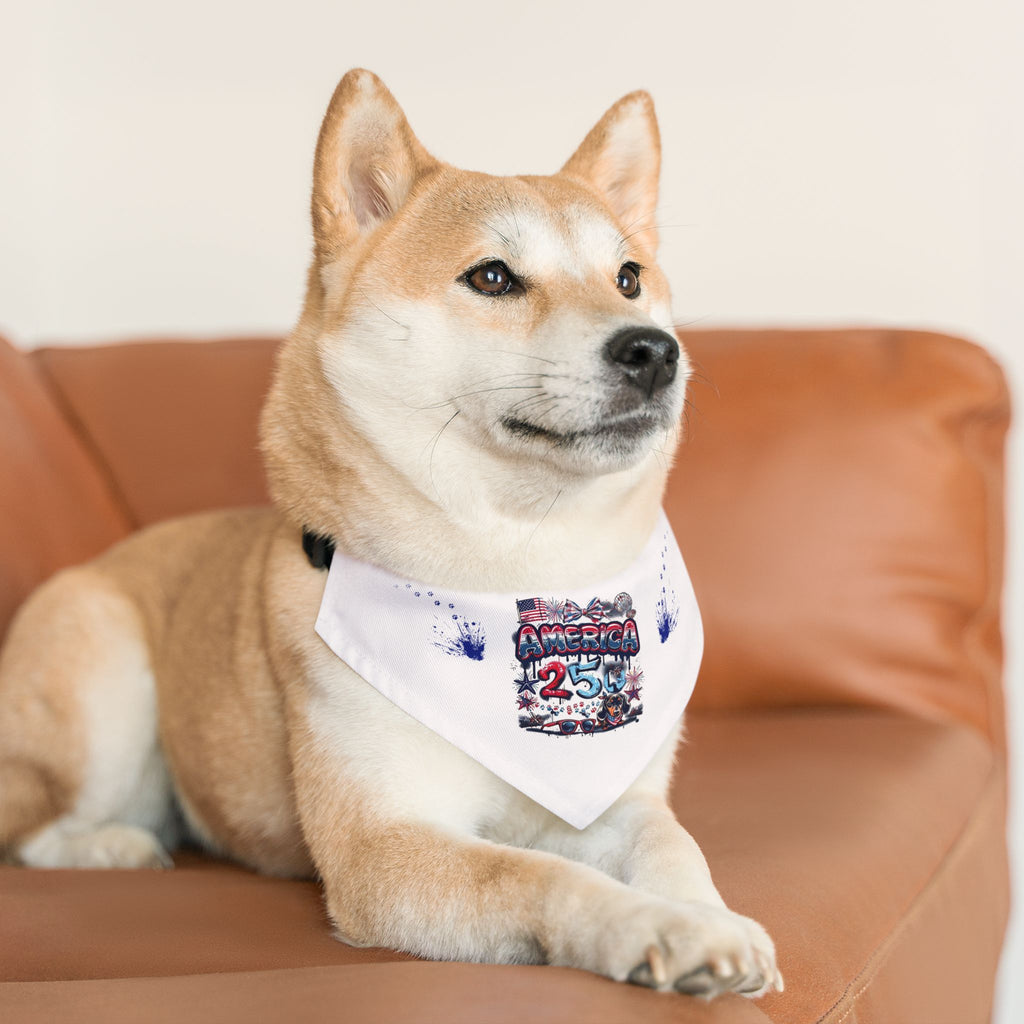 Pet Bandana — Patriotic "America 25" Dog Collar Bandana for 4th of July & Veterans Day