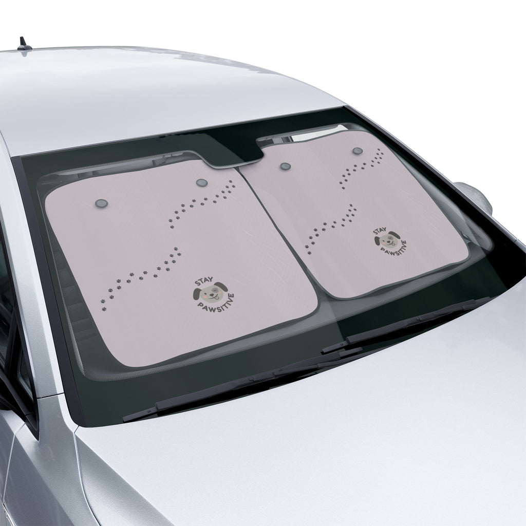 Stay Pawsitive Dog Paw Car Sun Shade – Cute Pet Paw Print Windshield Cover