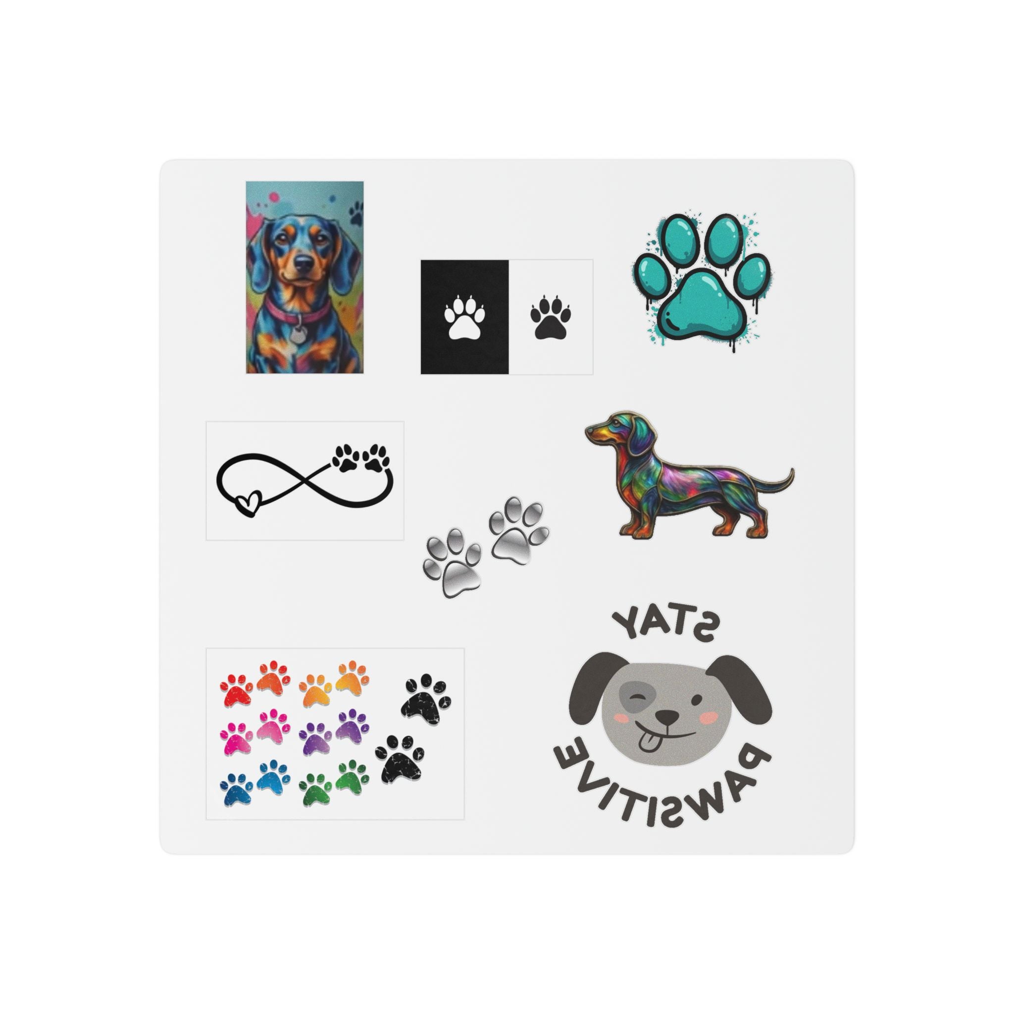 Dachshund Paw Print Temporary Tattoo Sheet — Colorful Dog Lover Tattoos