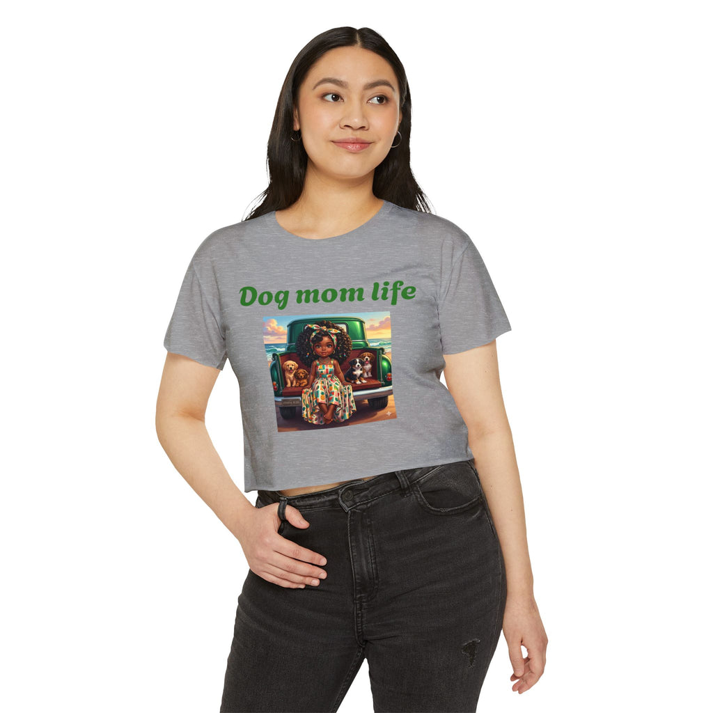 Dog Mom Life Crop Top — Cute Tee for Women, Graphic Dogs on Truck Mom Shirt - Sizes XS - 2X