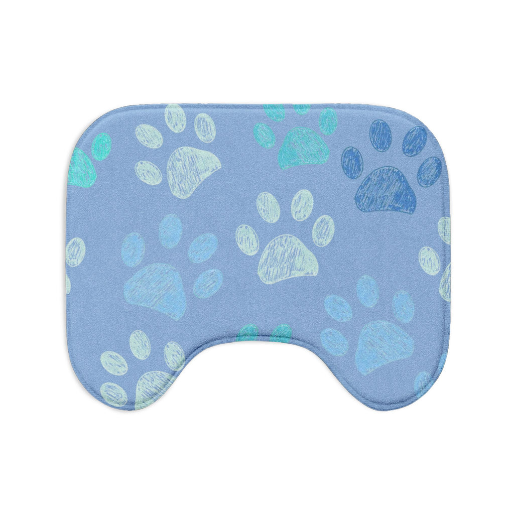 Paw Print Bath Mat Set — 3-Piece Blue Pet Paw Bathroom Rug Set