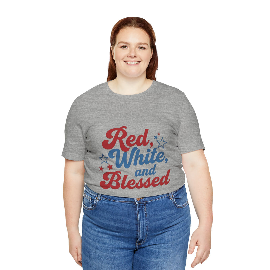 Unisex Jersey short sleeve Red, White, and Blessed T‑Shirt - 4th of July Theme