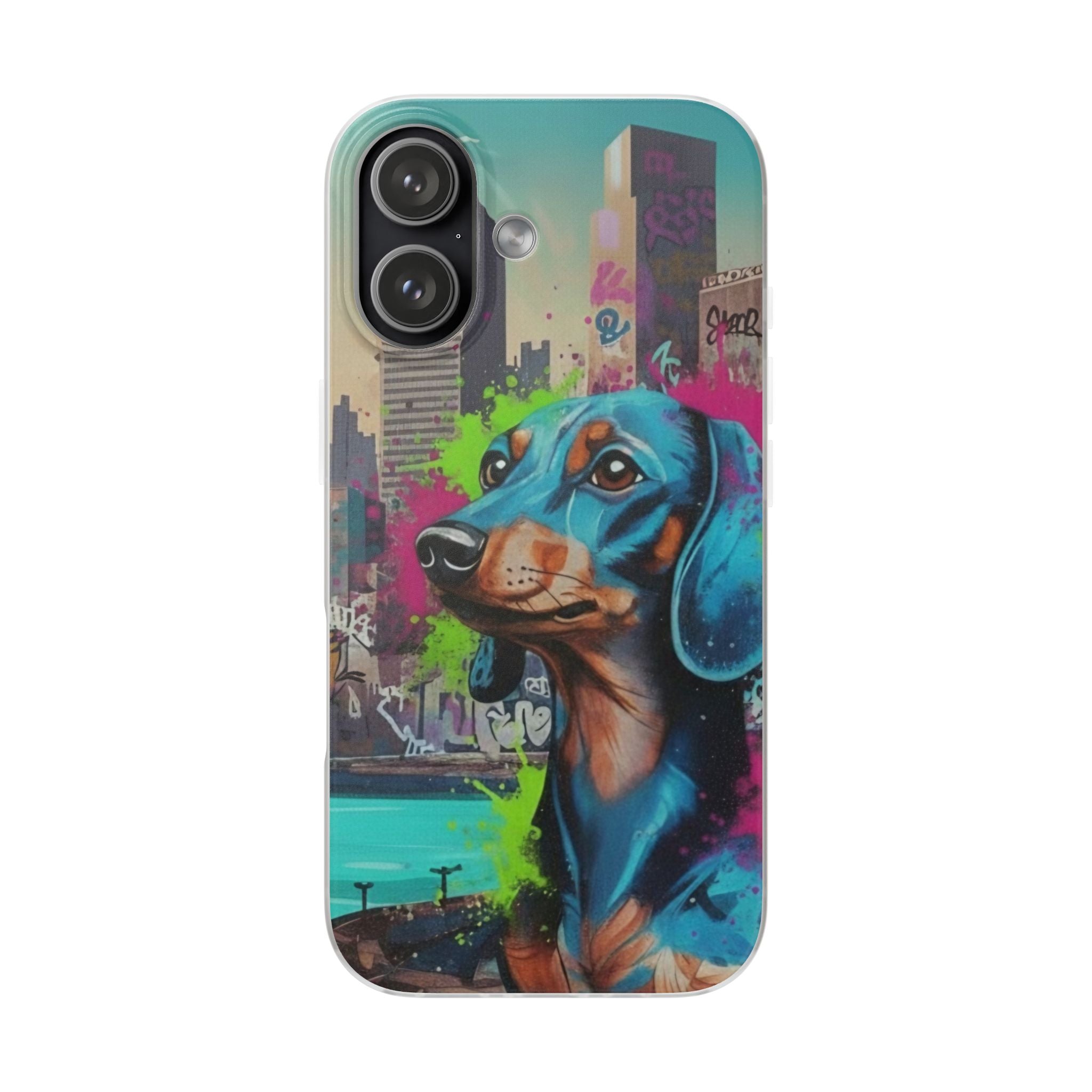 Dachshund Street Art Flexi Phone Case — Colorful Graffiti Dog iPhone Case
