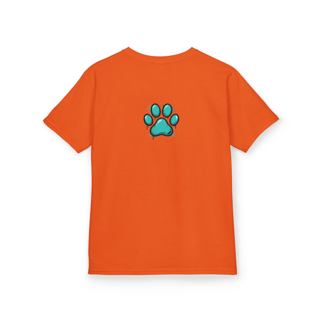 Kids Grafitti Dachshund T-Shirt — "Faithful Paws City" Colorful Angels & Paw Print Graphic Tee