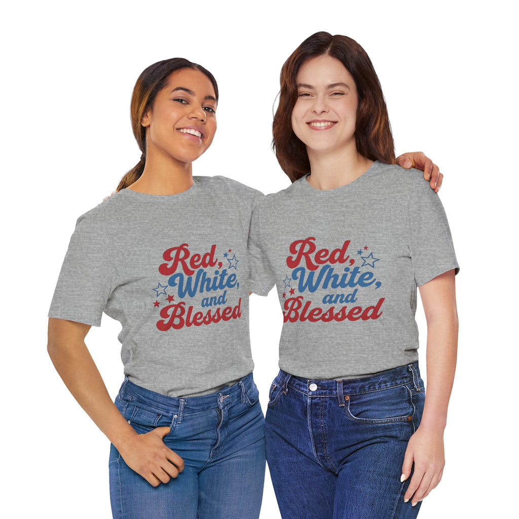 Unisex Jersey short sleeve Red, White, and Blessed T‑Shirt - 4th of July Theme