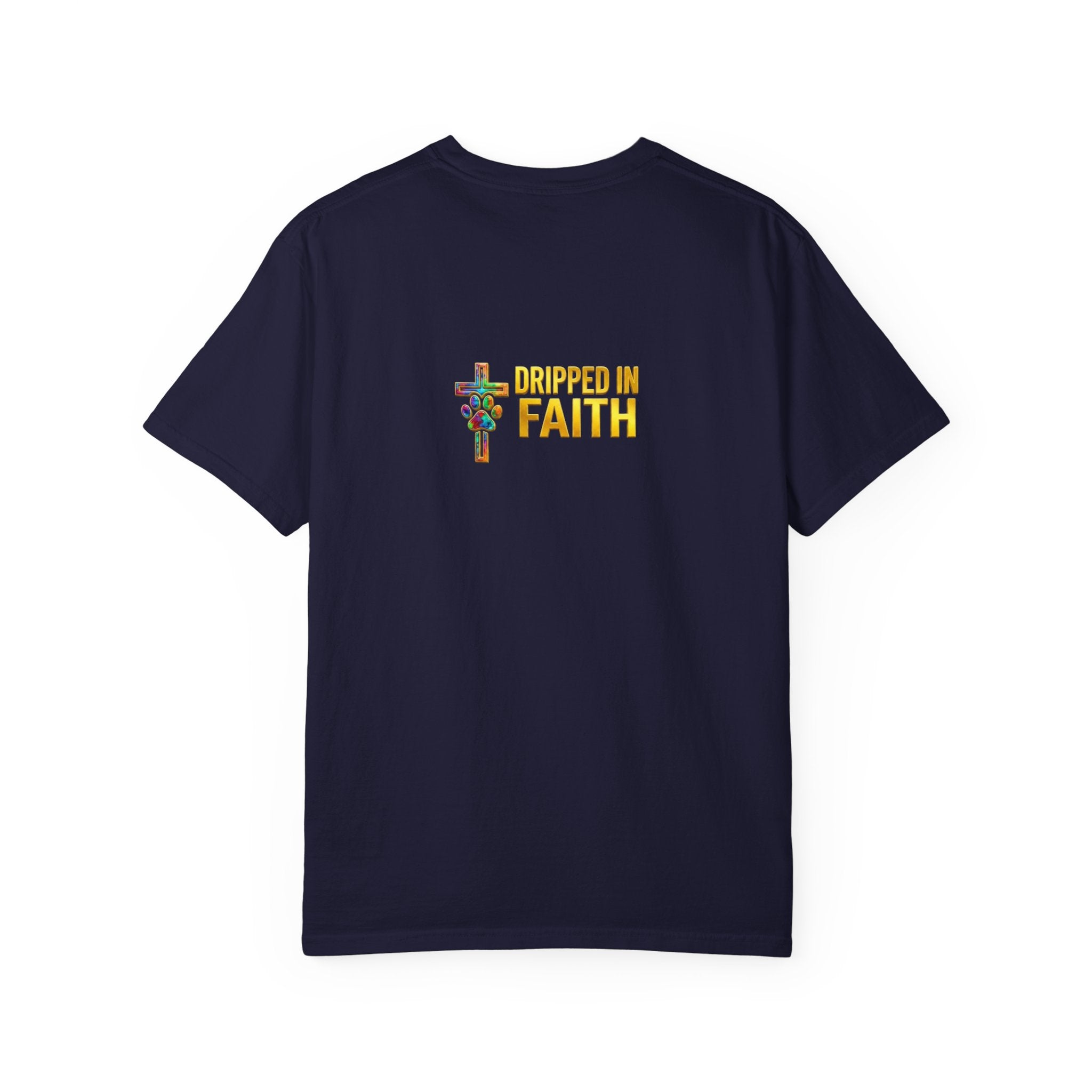 Unisex Christian Dog Grafitti T‑Shirt — "For He Shall Give His Angels Charge Over You" Inspirational Paw Print Tee
