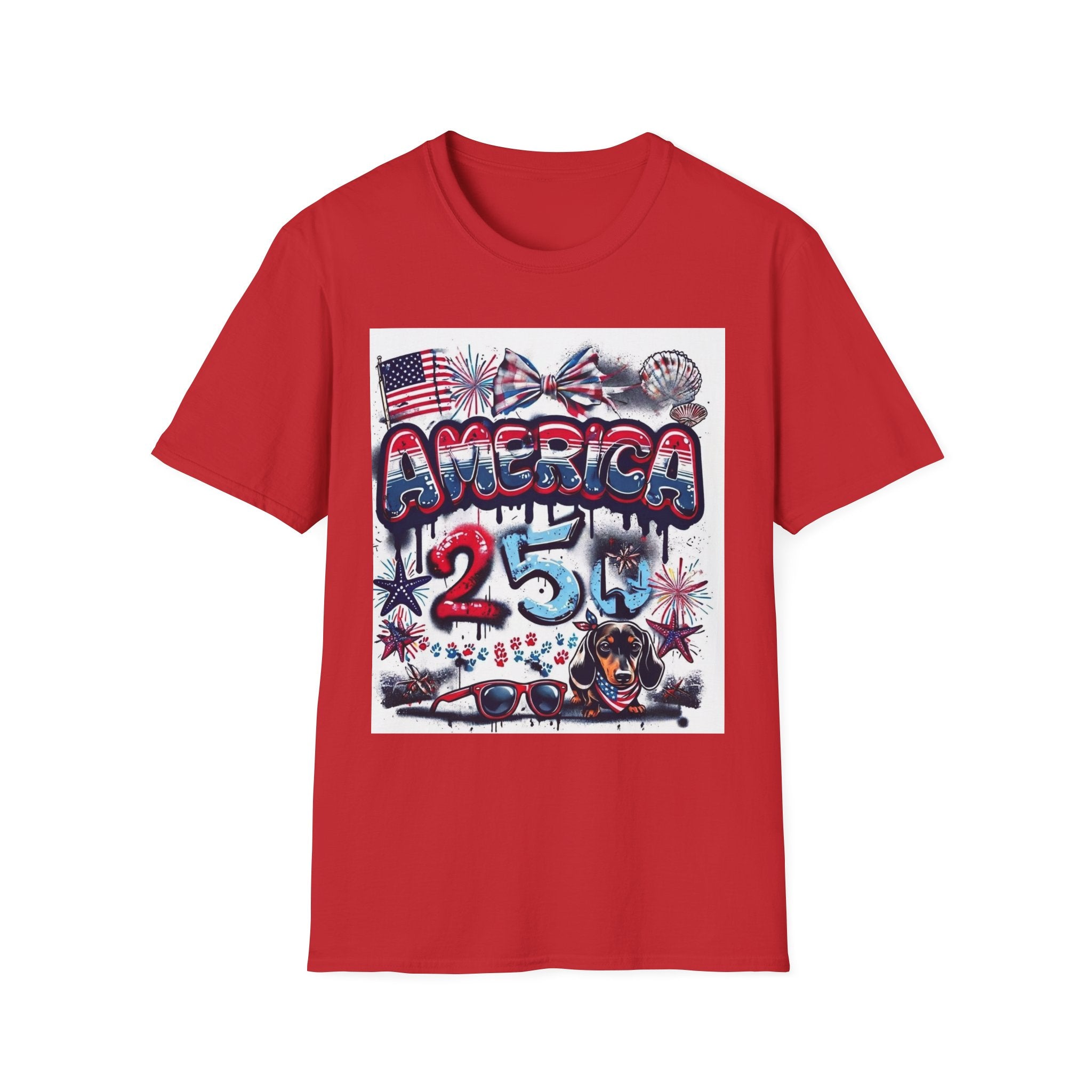 America 4th of July Graphic Tee — Patriotic USA Flag & Fireworks Design