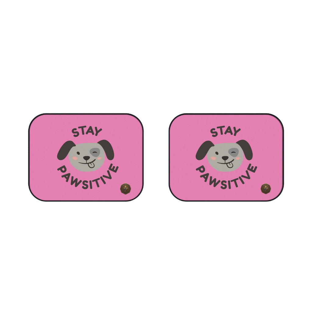 Pink Car Mats - "Stay Pawsitive" Rear Dog Car Floor Mats Set (2-Pack)